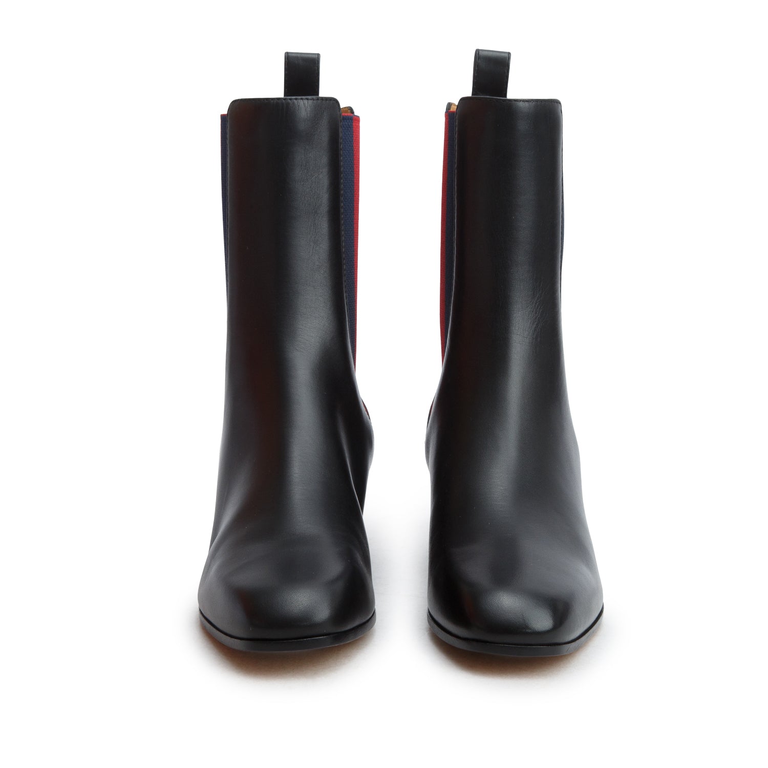 Gucci Black Calfskin Web Chelsea Ankle Boots, Women's Size 37 w/ Box
