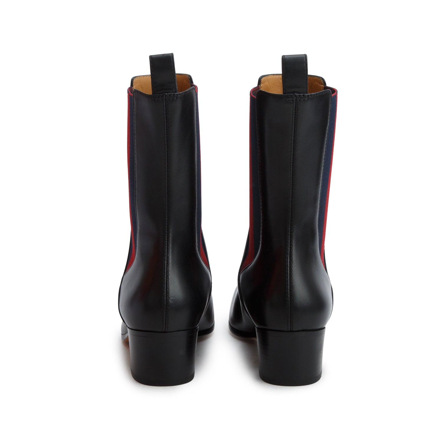 Gucci Black Calfskin Web Chelsea Ankle Boots, Women's Size 37 w/ Box