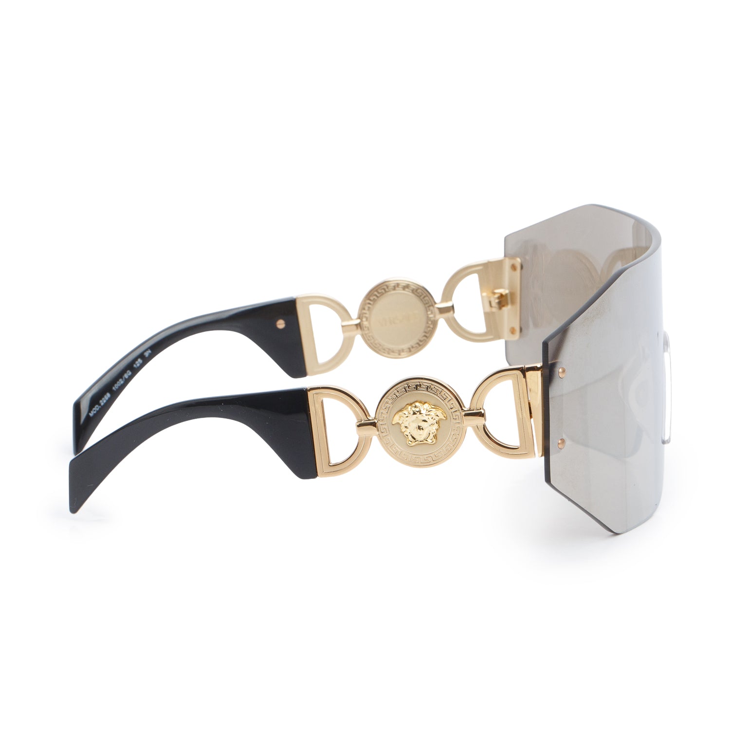 Versace Gold Tone Metal Rimless Biggie Shield Sunglasses w/ Box & Case