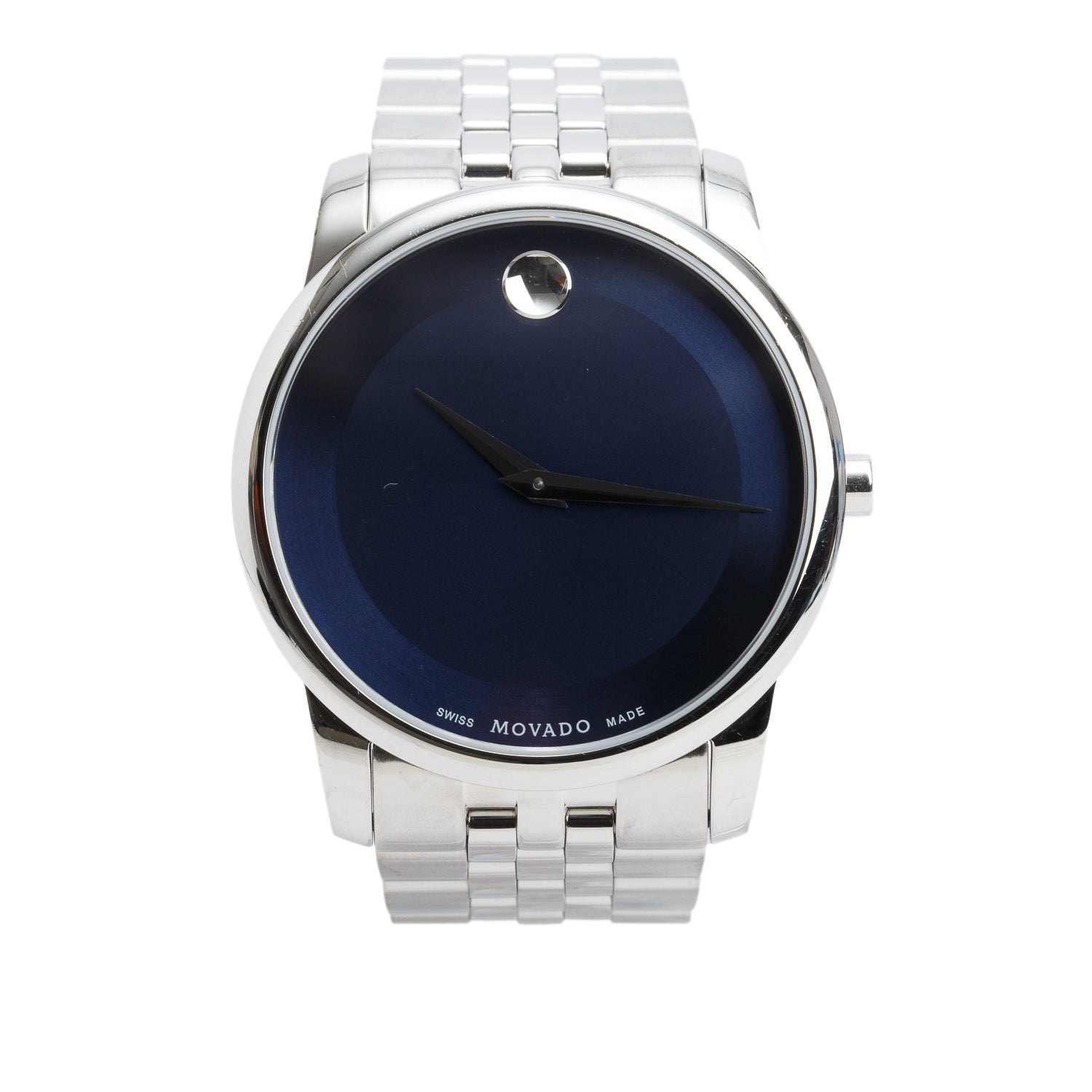 Movado Stainless Steel Museum 40 MM Quartz Watch Blue Dial