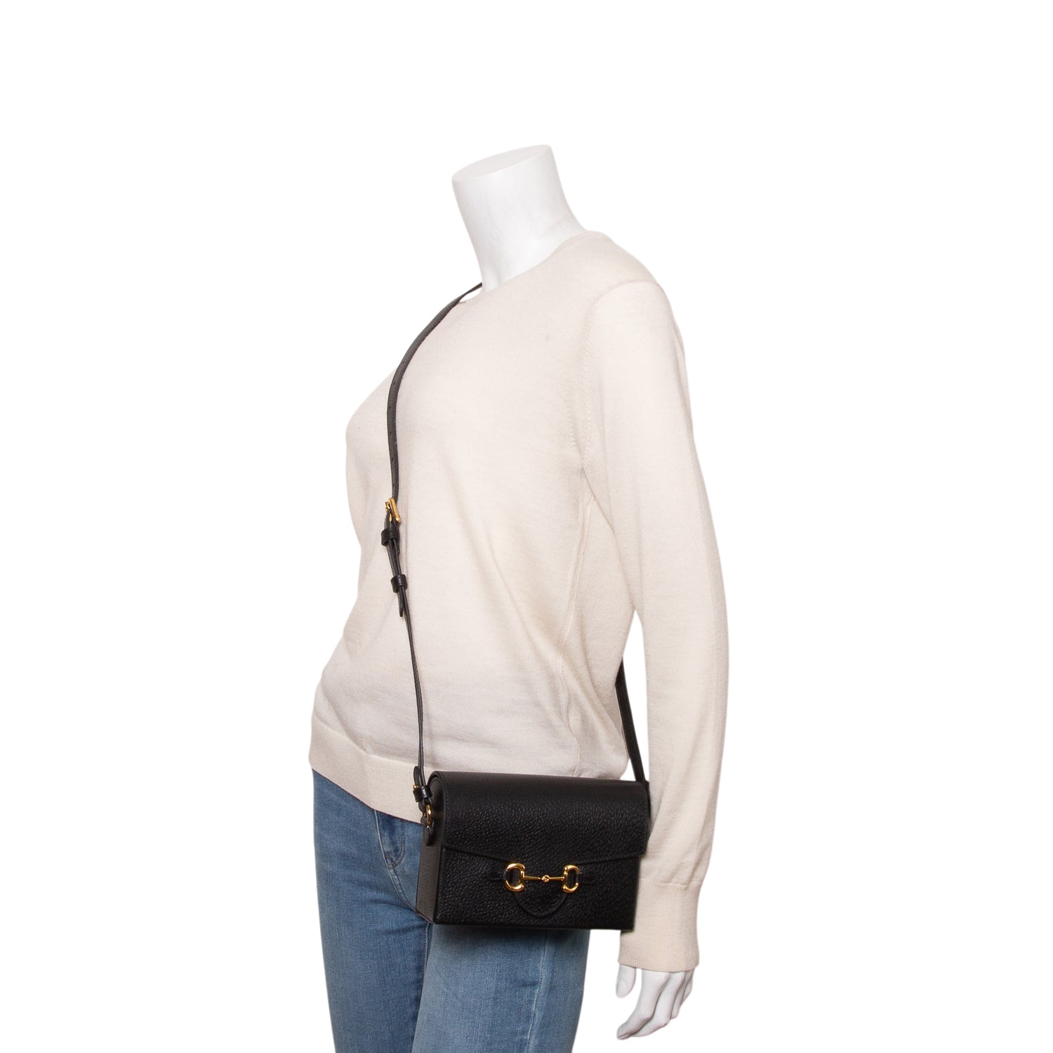 Gucci Black Leather Horsebit 1955 Small Shoulder Bag
