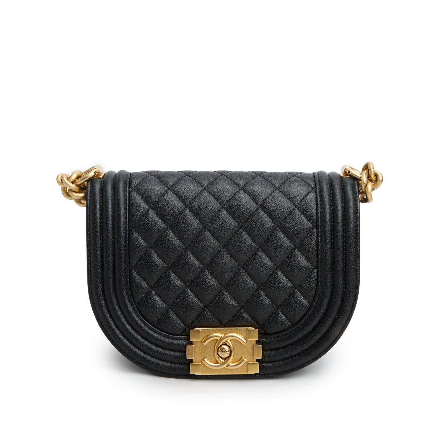 Chanel Black Caviar Leather Small Boy Messenger Bag