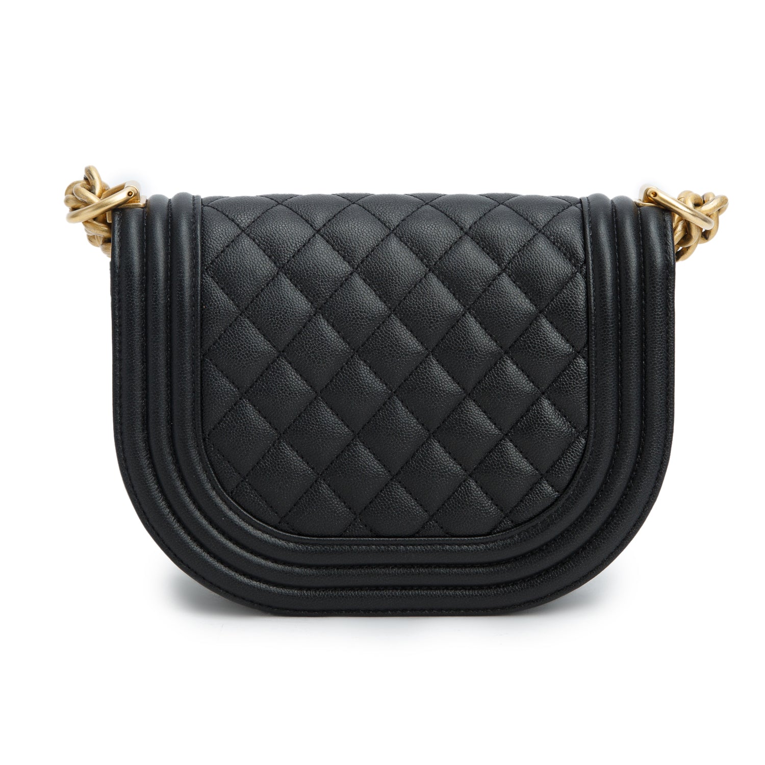 Chanel Black Caviar Leather Small Boy Messenger Bag