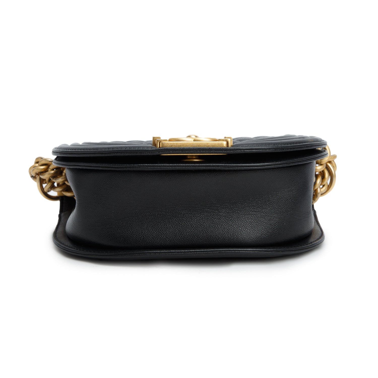 Chanel Black Caviar Leather Small Boy Messenger Bag