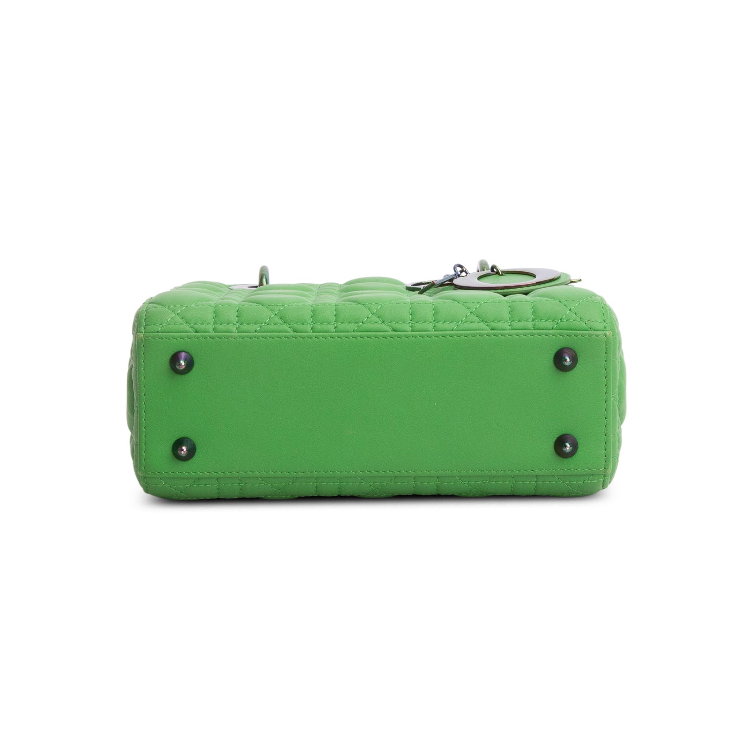 Christian Dior 2022 Green Cannage Lambskin Leather Small Lady Dior Bag w/ Strap