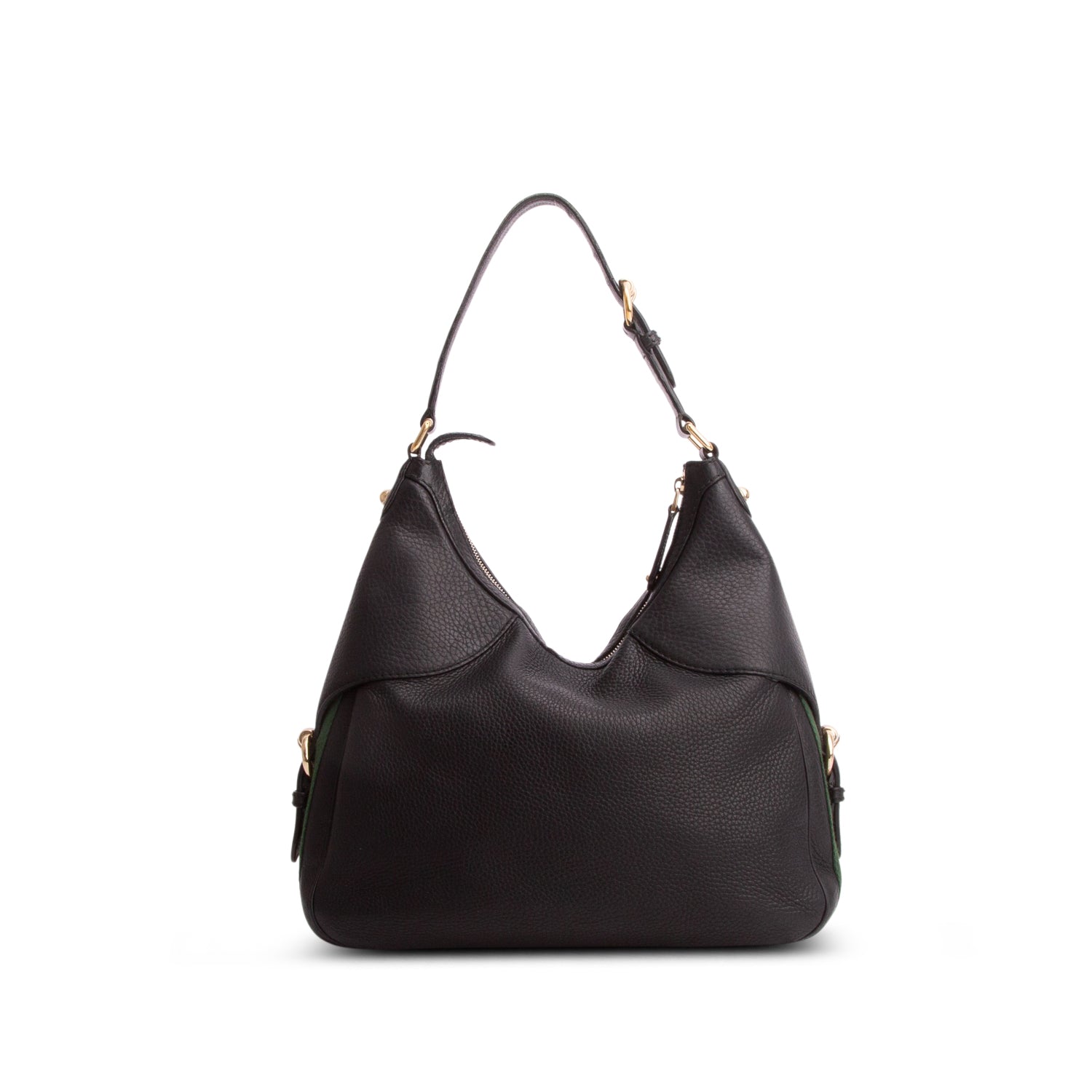 Gucci Black Pebbled Leather Heritage Horsebit Hobo