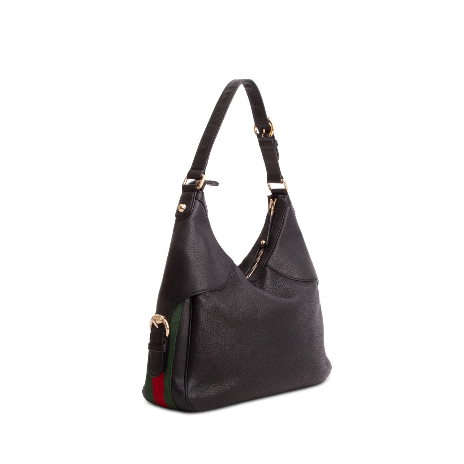 Gucci Black Pebbled Leather Heritage Horsebit Hobo