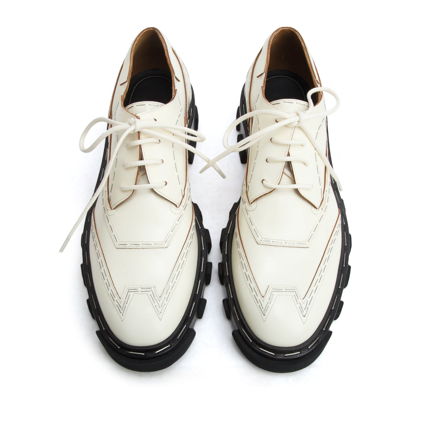 Balenciaga White Leather Lace-Up Staple Accent Derby Shoes, Size 40 w/ Box