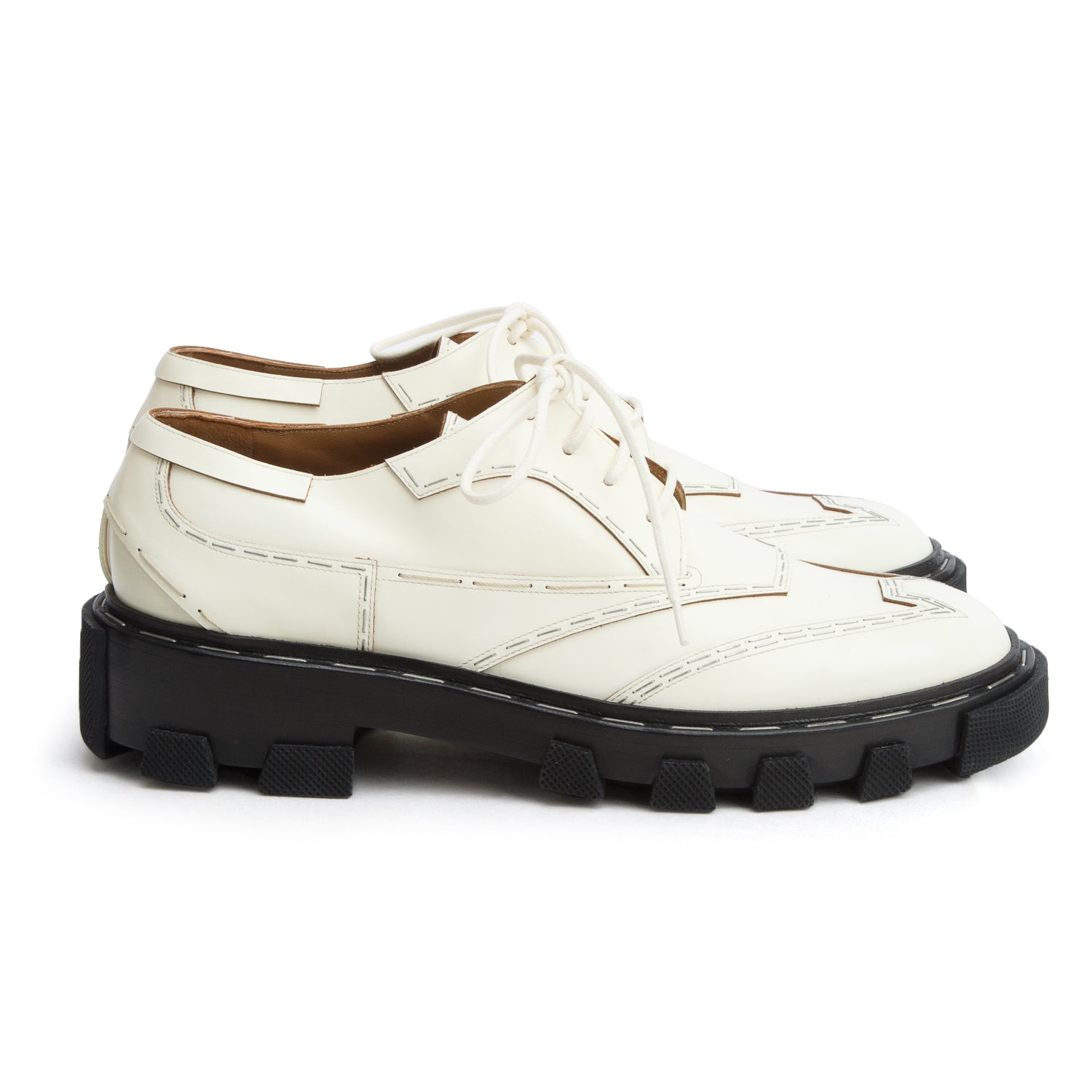 Balenciaga White Leather Lace-Up Staple Accent Derby Shoes, Size 40 w/ Box