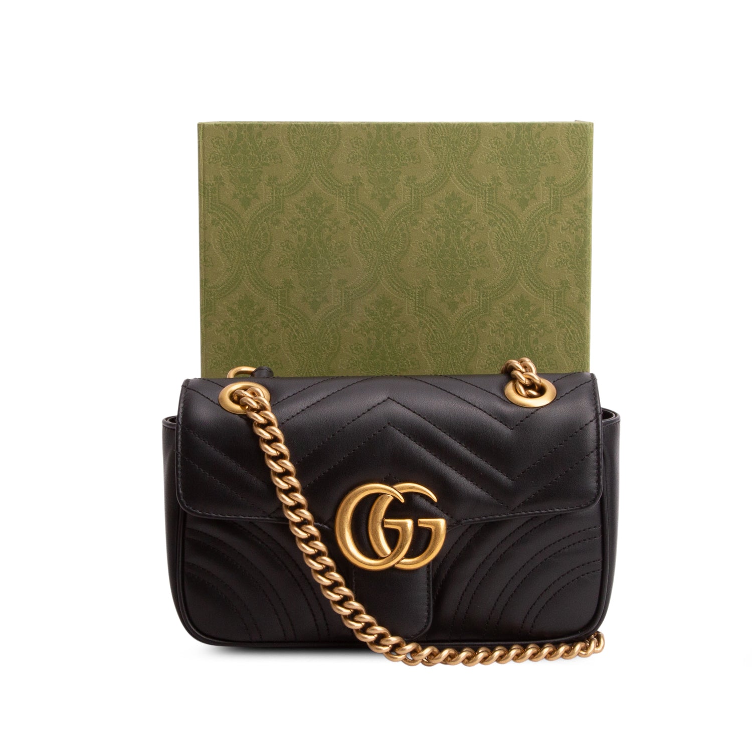 Gucci 2022 Black GG Marmont Matelasse Small Shoulder Bag w/ Box & Receipt