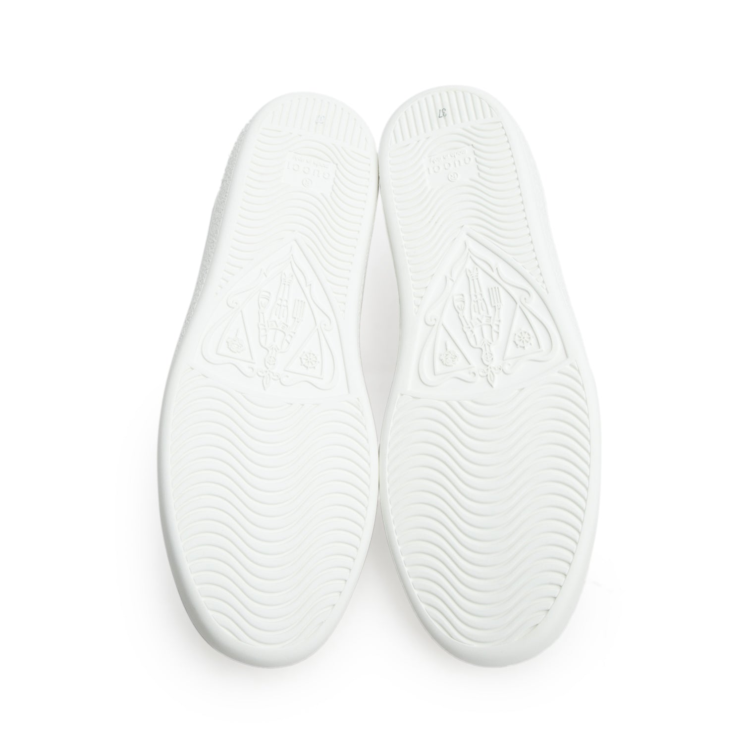 Gucci White Leather Perforated Interlocking G Ace Sneakers, Women's Size 37 w/ Box