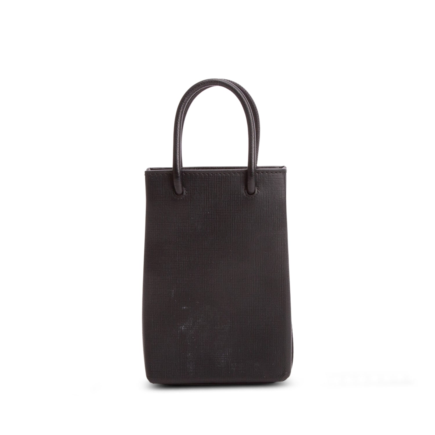 Balenciaga Black Calfskin Logo Shopping Phone Holder Bag