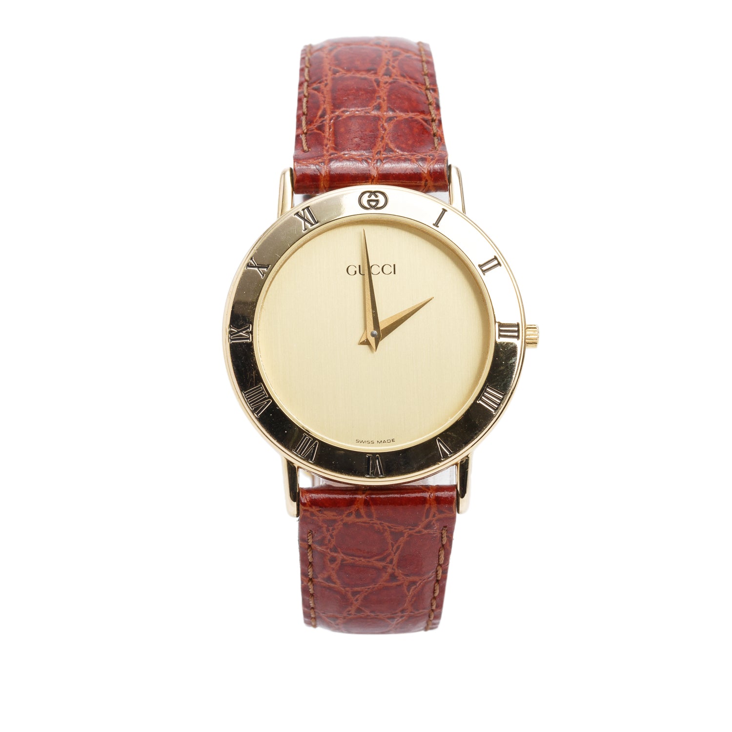 Gucci Gold Plated Stainless Steel 3000 Series 33 MM Quartz Watch Gold Dial w/ Box & Papers