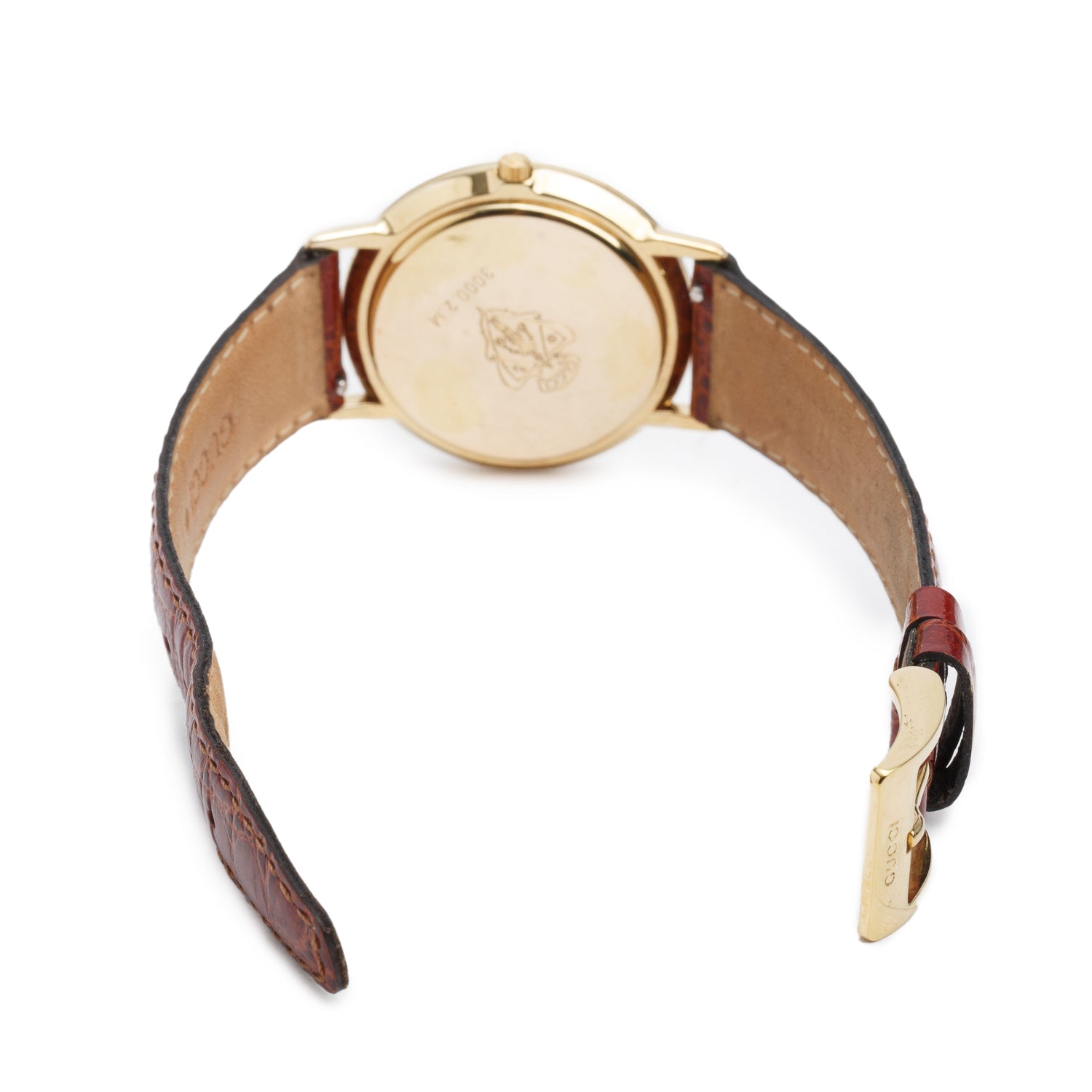 Gucci Gold Plated Stainless Steel 3000 Series 33 MM Quartz Watch Gold Dial w/ Box & Papers