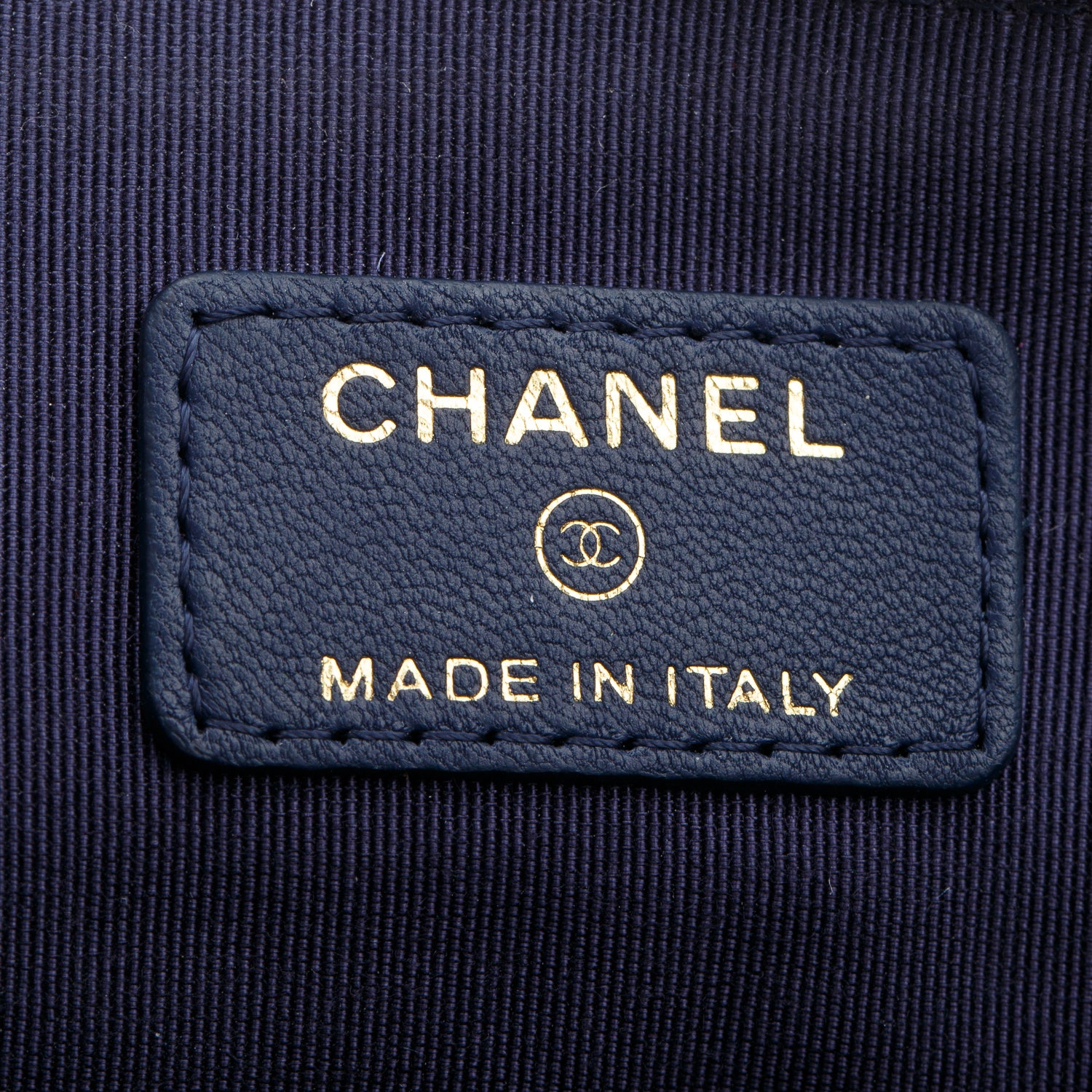 Chanel Navy Quilted Calfskin Leather Drawstring Double Zip Pouch CC Bag