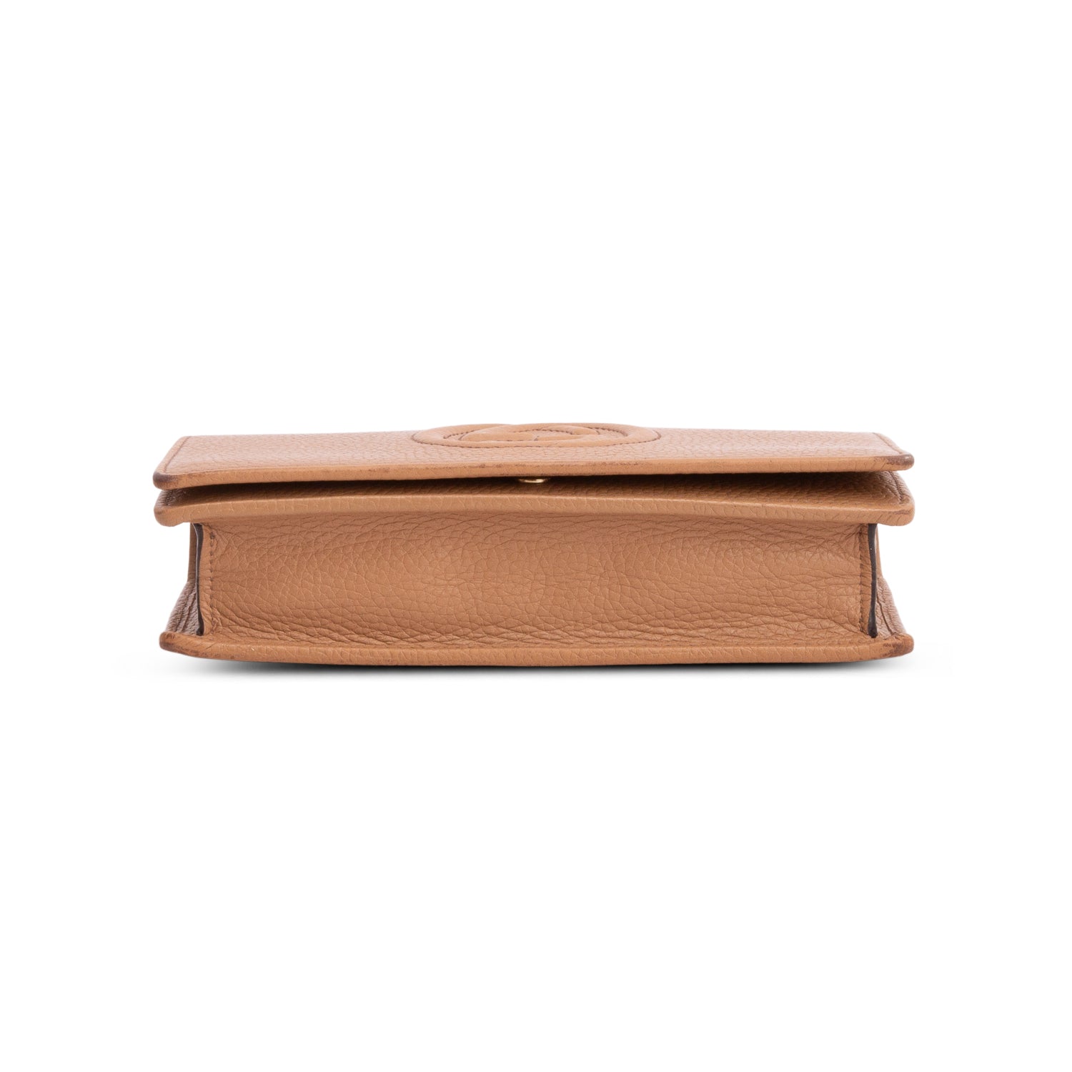 Gucci Beige Pebbled Calfskin Soho Wallet on Chain w/ Box