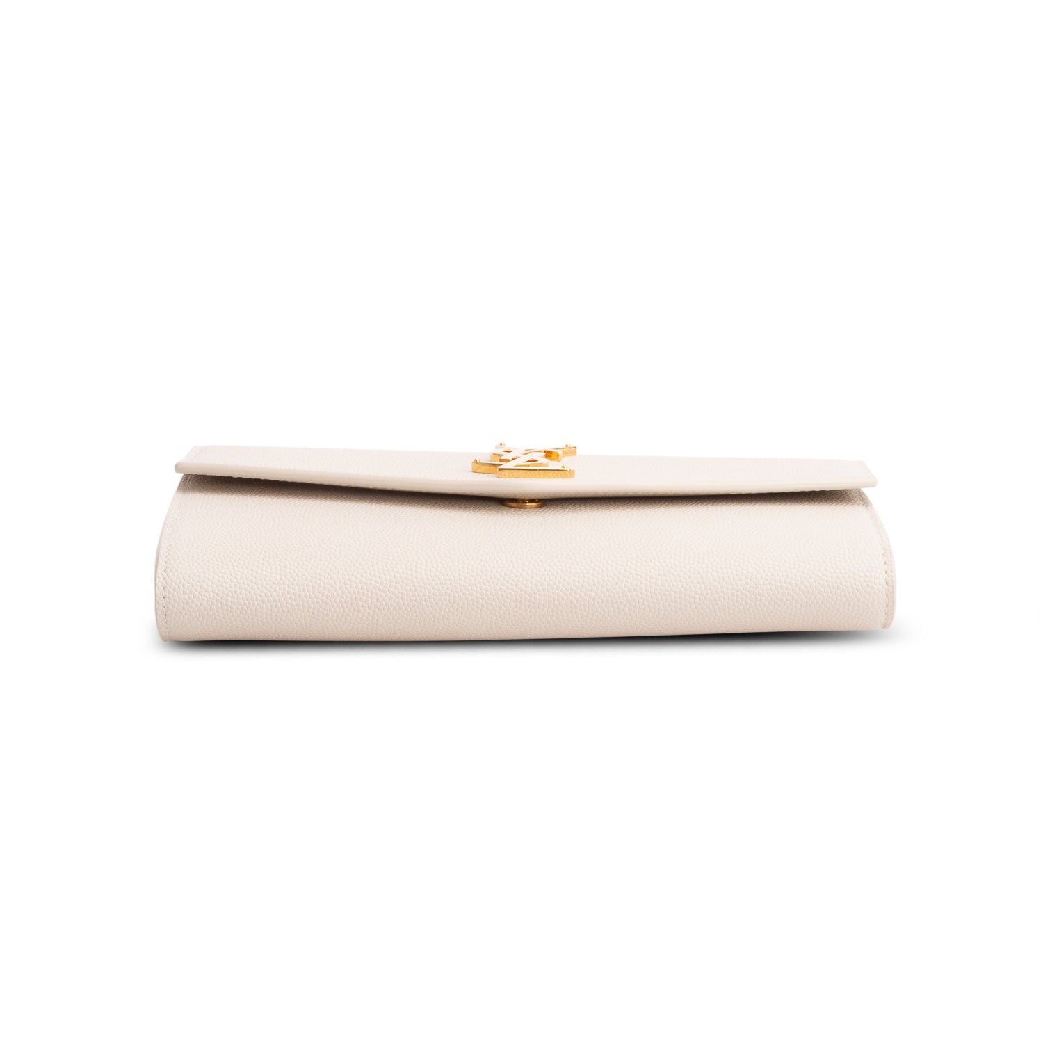Saint Laurent 2022 White Grain De Poudre Monogram Uptown Chain Wallet