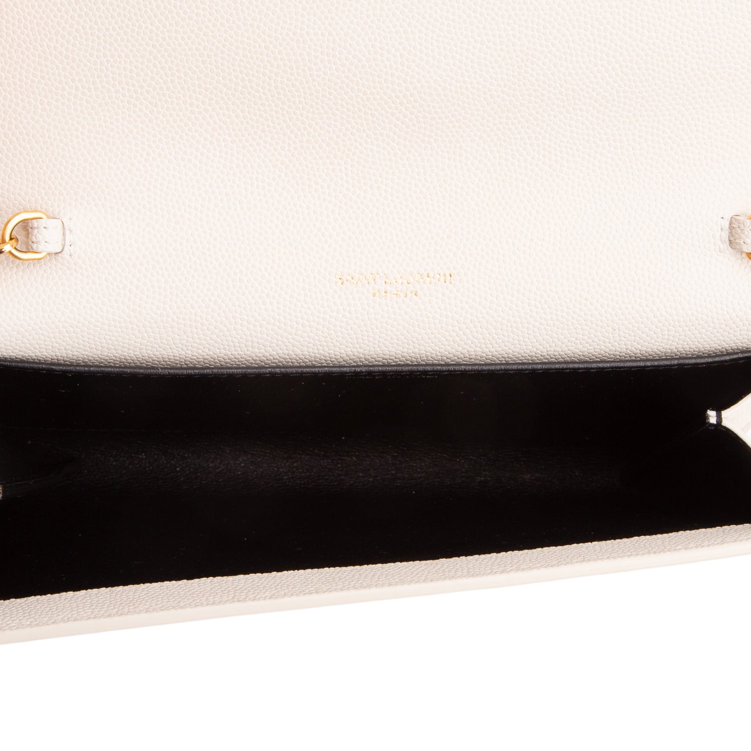 Saint Laurent 2022 White Grain De Poudre Monogram Uptown Chain Wallet