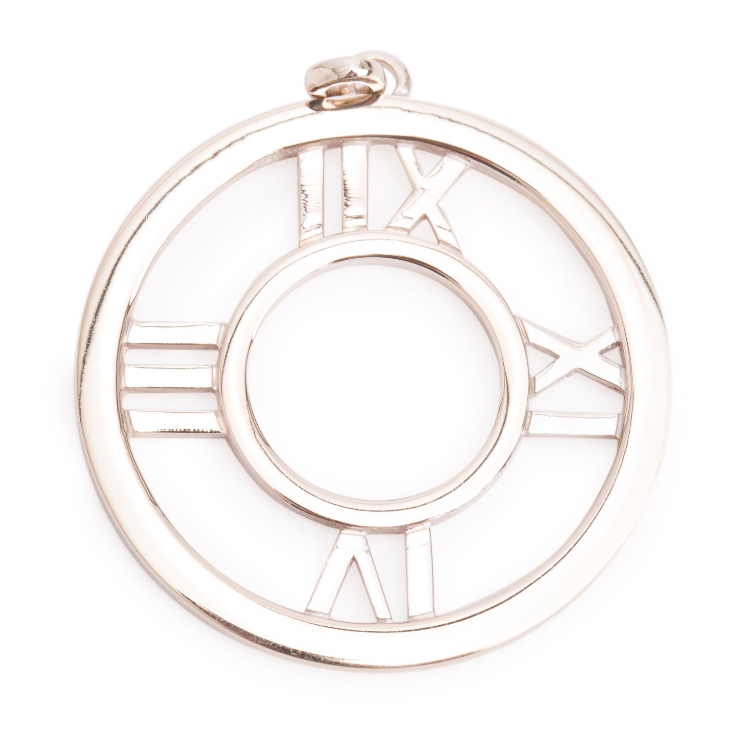 Tiffany & Co. 18k White Gold Large Atlas Open Pendant w/ Box