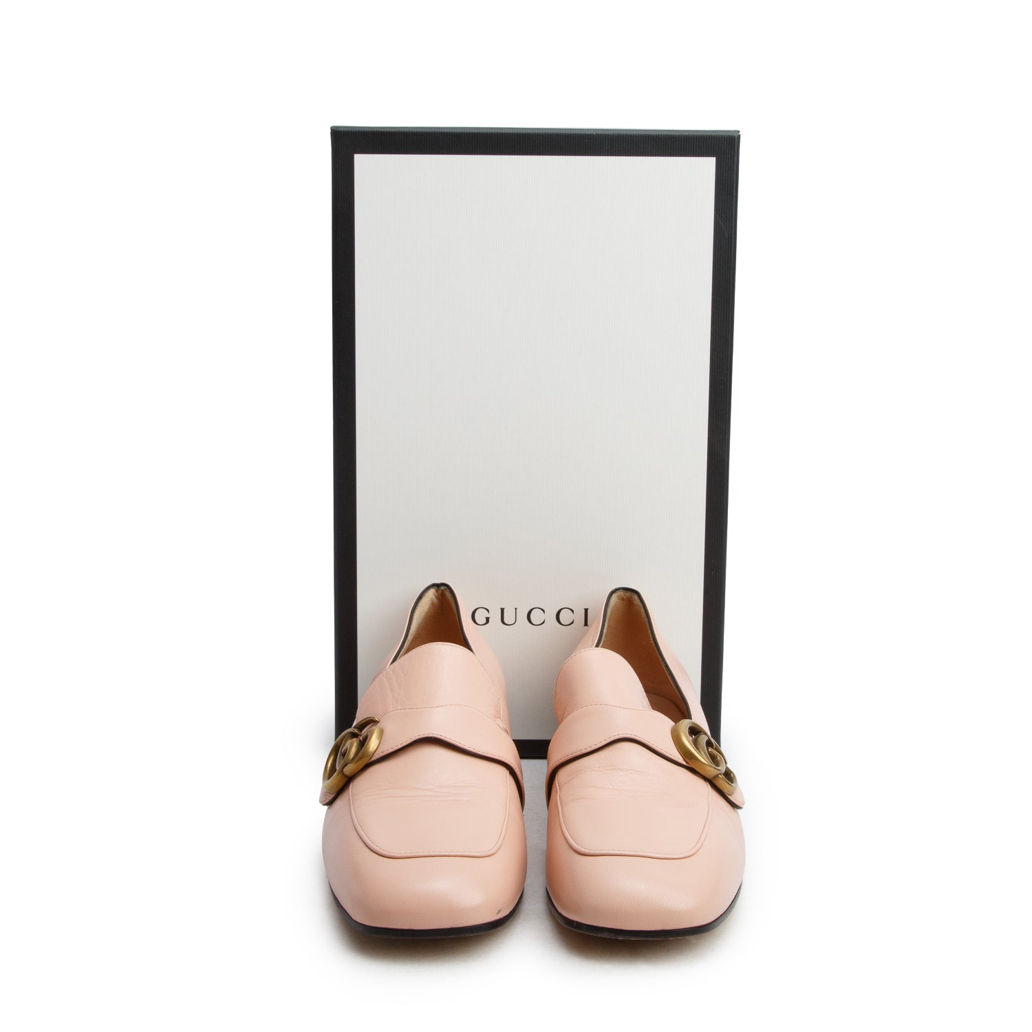 Gucci Pink Calfskin Leather Double G Loafers, Women's Size 40 w/ Box