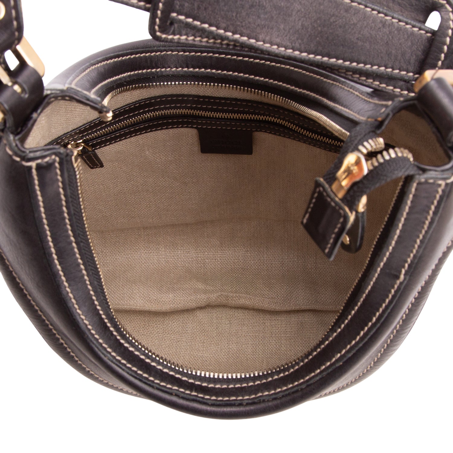 Gucci White Canvas Black Leather Hysteria Crest Hobo Bag