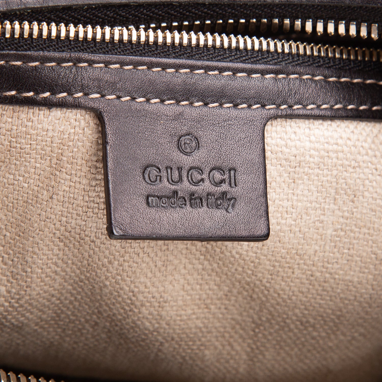 Gucci White Canvas Black Leather Hysteria Crest Hobo Bag