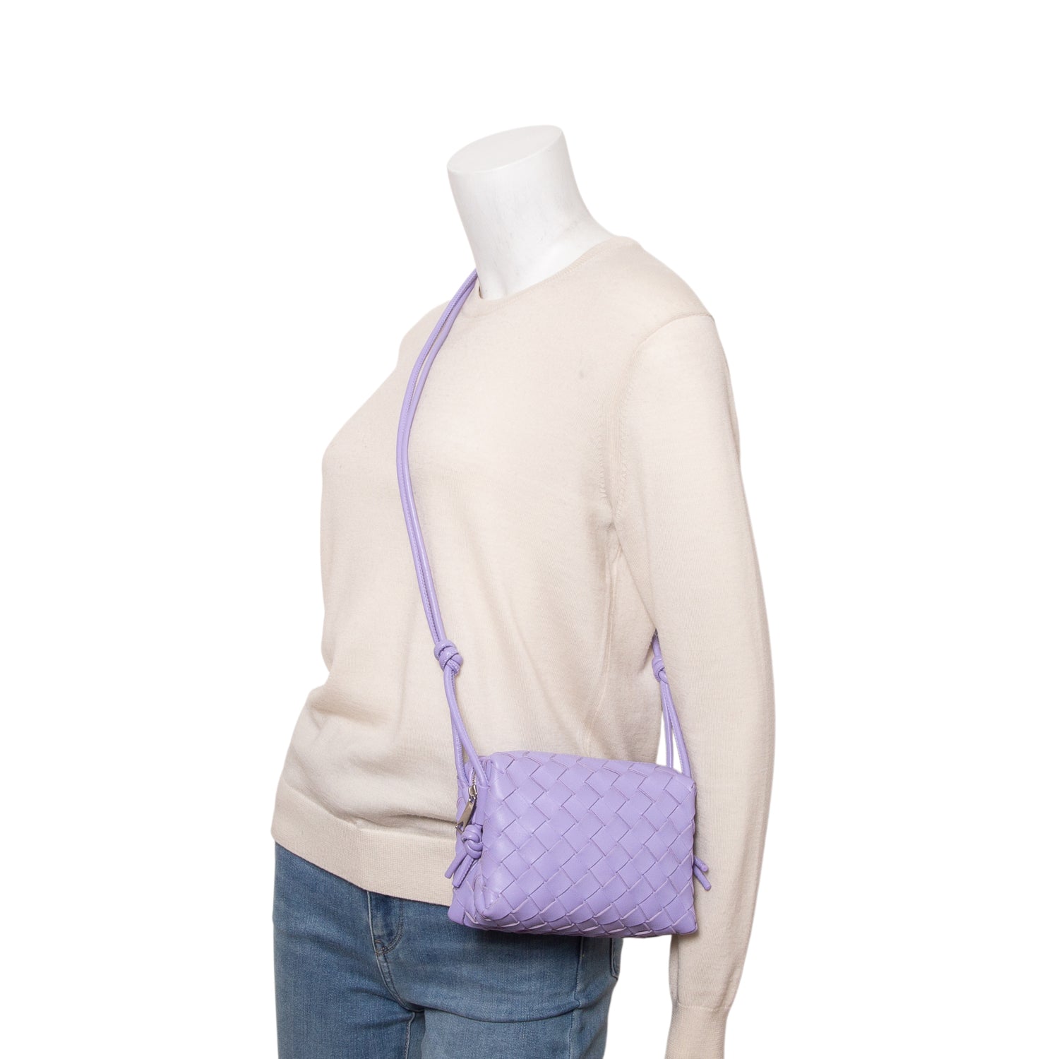Bottega Veneta Purple Nappa Intrecciato Mini Loop Camera Bag