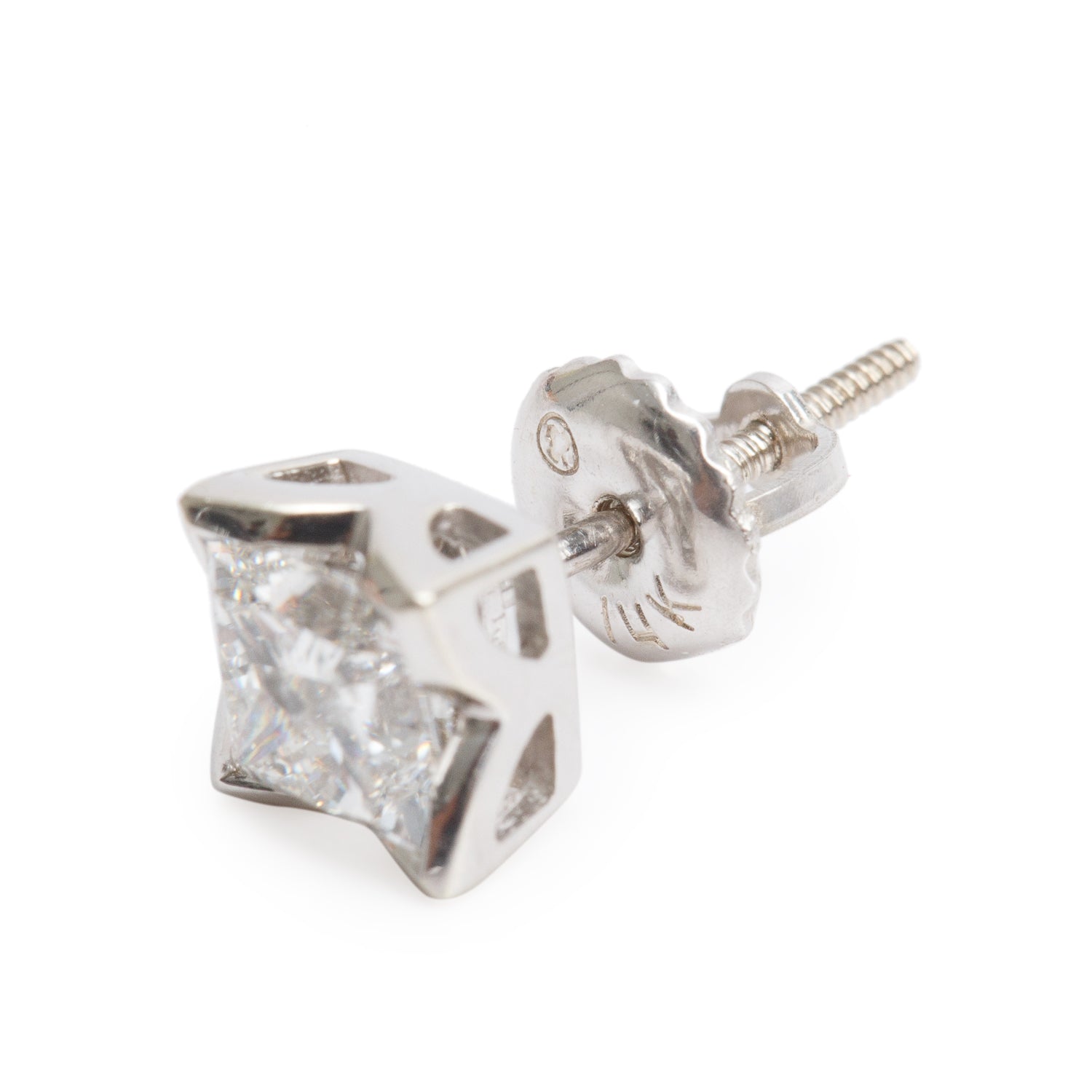 14k White Gold 1.07 tcw. Princess Cut Diamond Stud Earrings