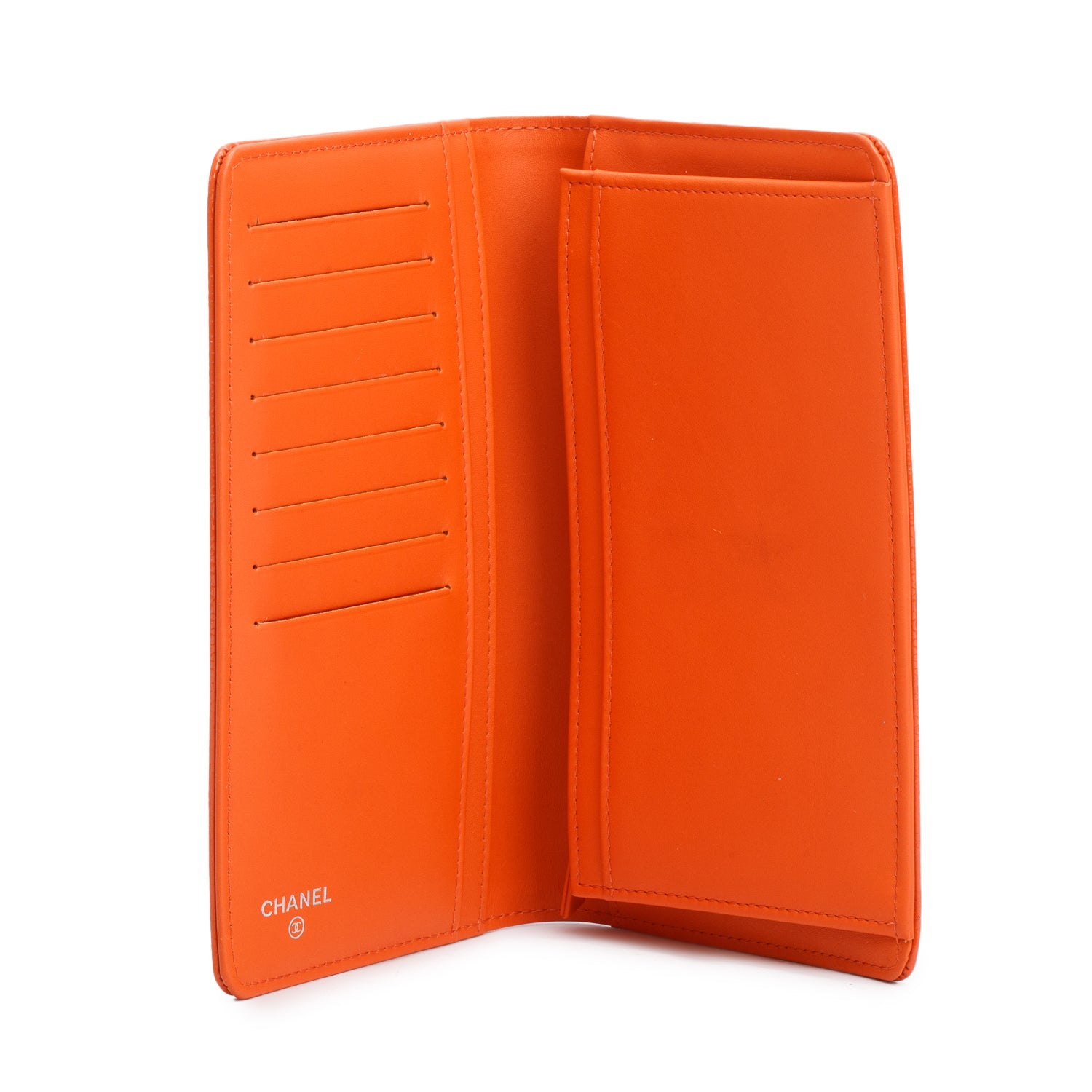 Chanel Orange Patent Leather Timeless Yen Wallet w/ Box & Authenticity