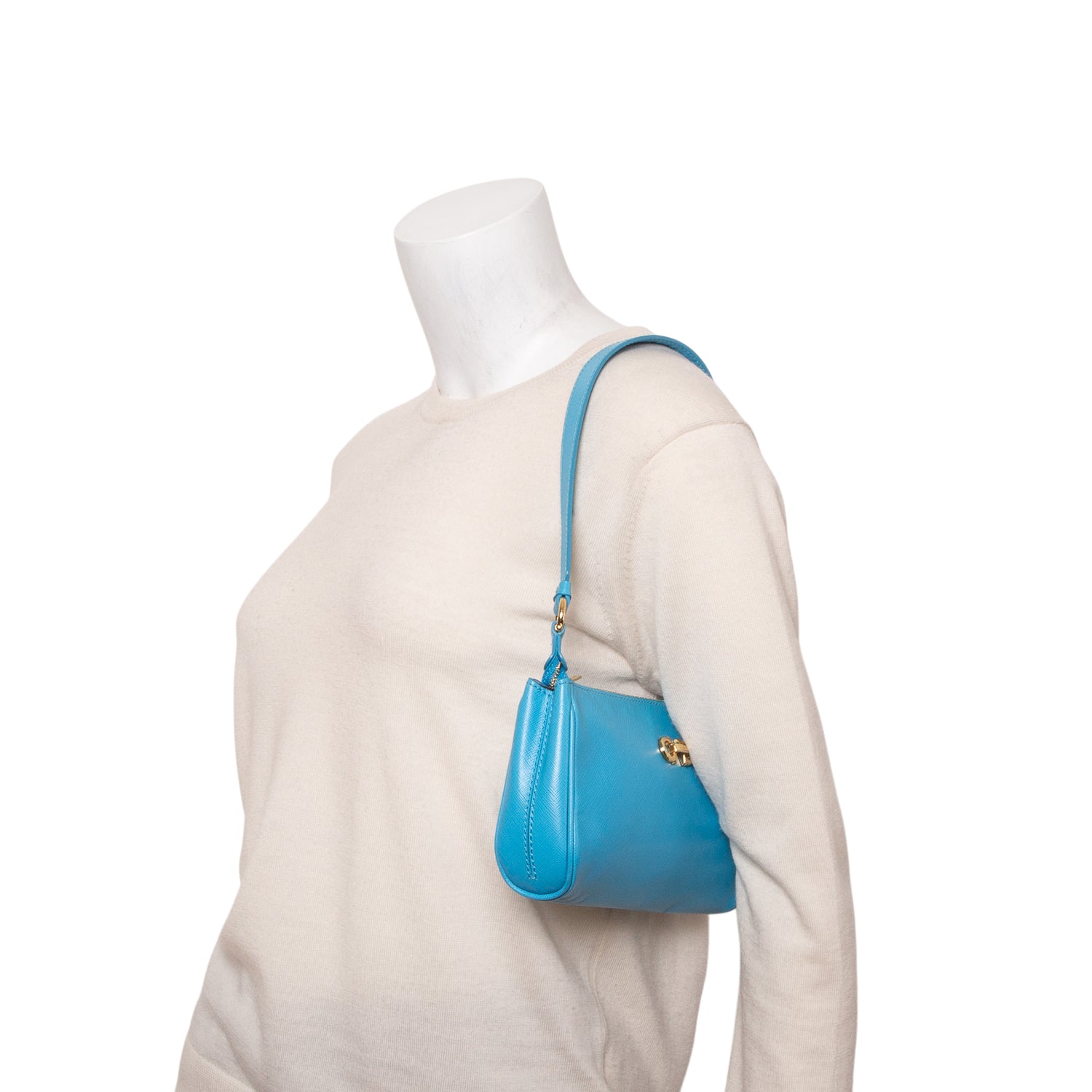 Ferragamo Blue Calfskin Icona Lisetta Shoulder Bag