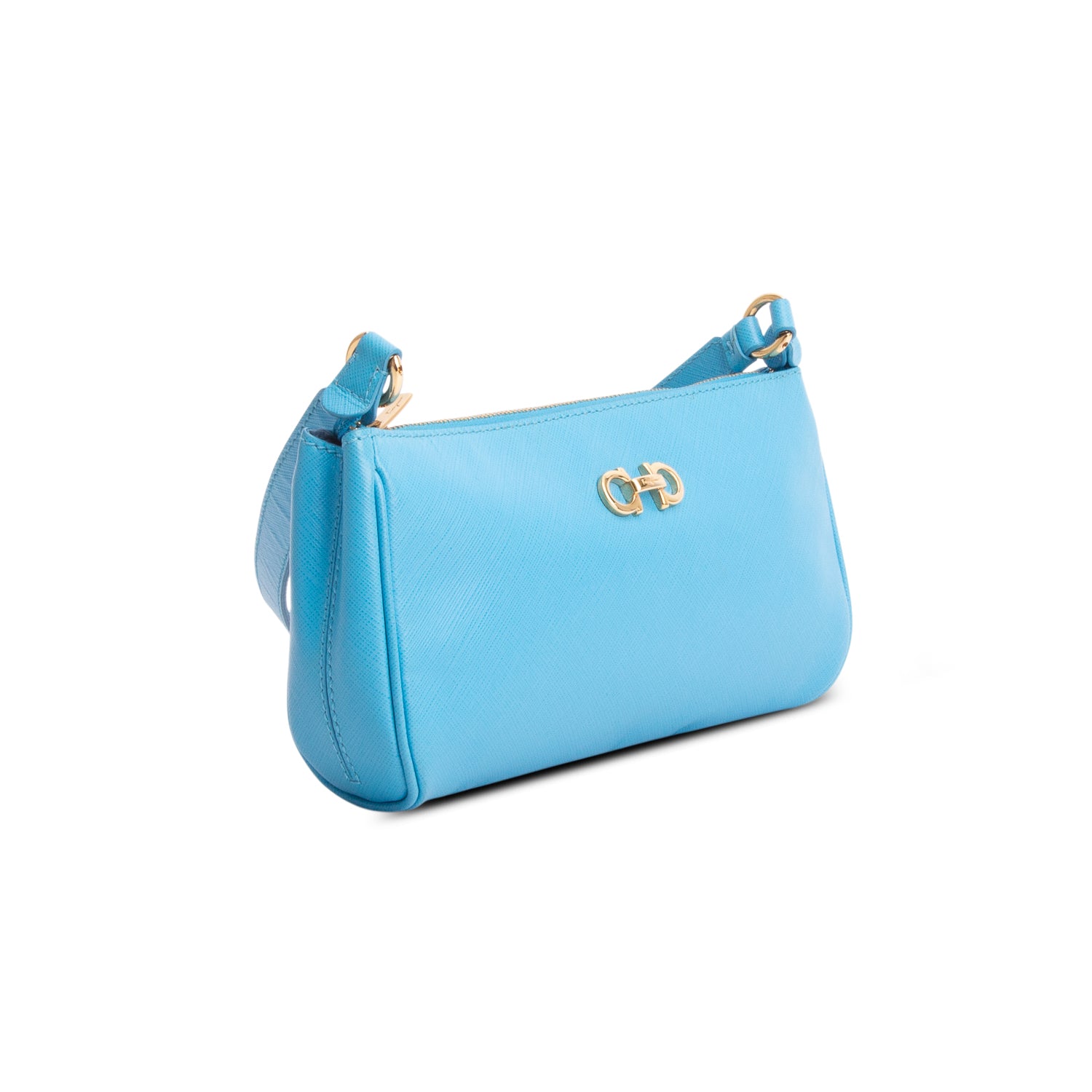 Ferragamo Blue Calfskin Icona Lisetta Shoulder Bag