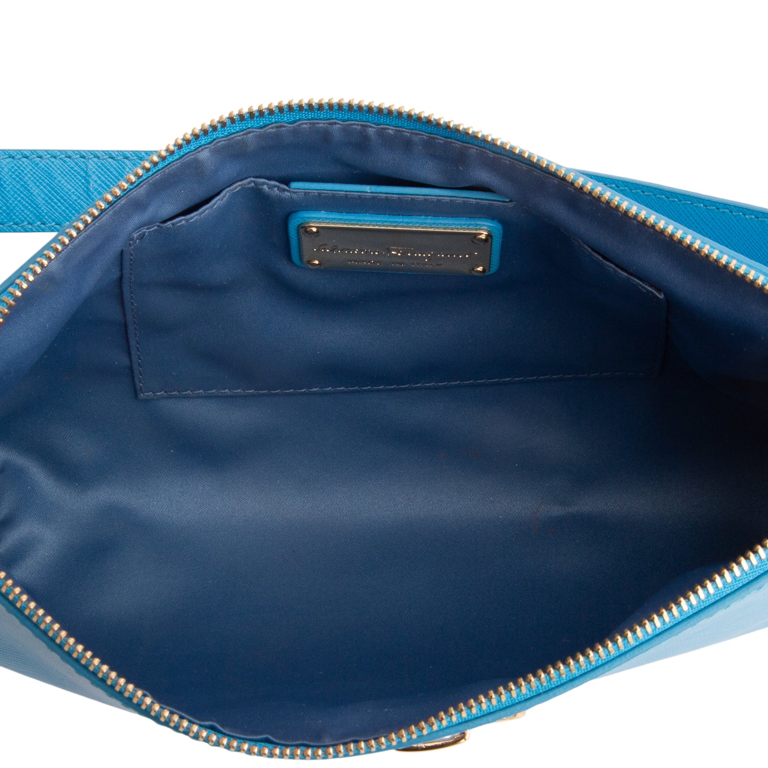 Ferragamo Blue Calfskin Icona Lisetta Shoulder Bag