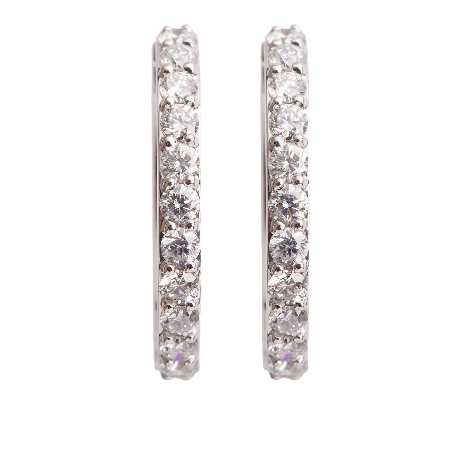 14k White Gold 1.32 tcw. Diamond Hoop Earrings