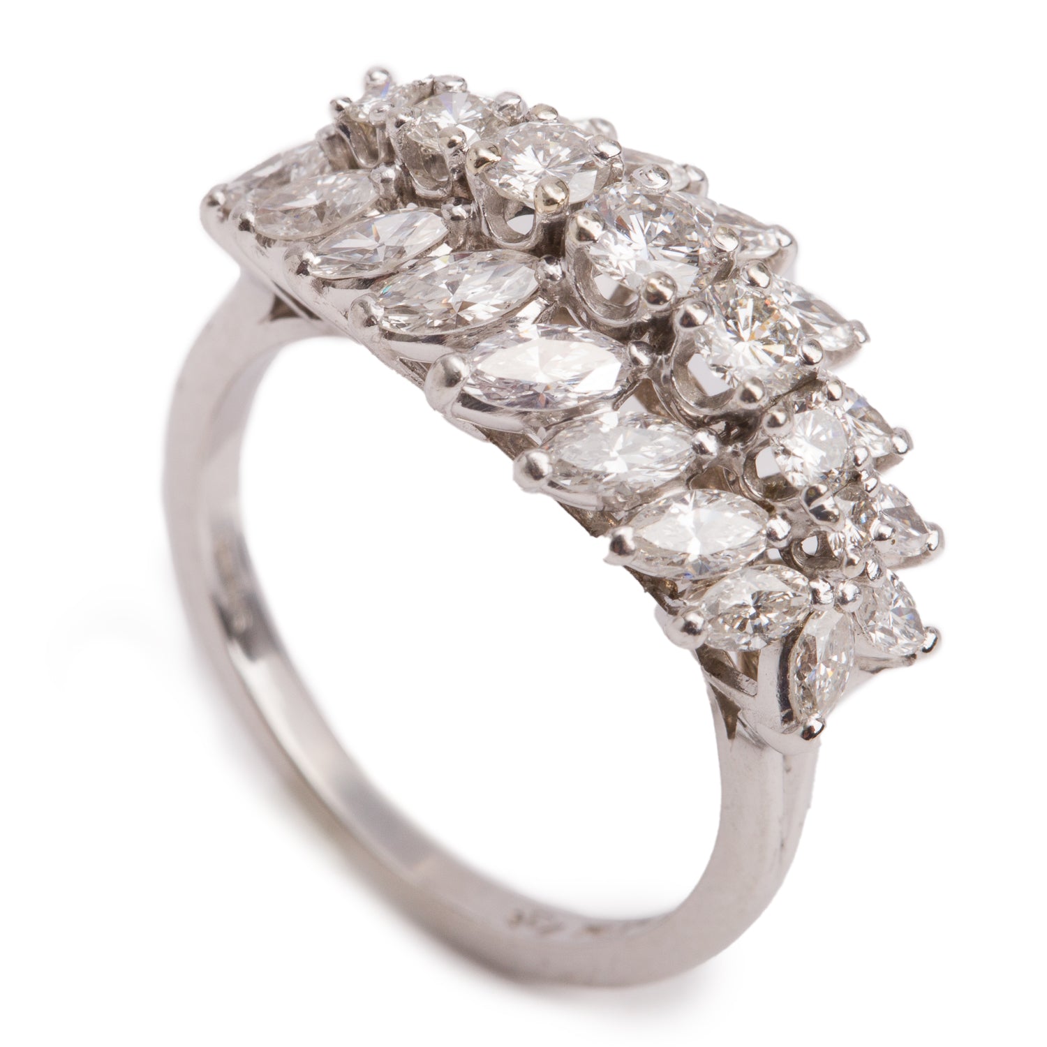 Birks Platinum Diamond Cocktail Ring, Size 6.5