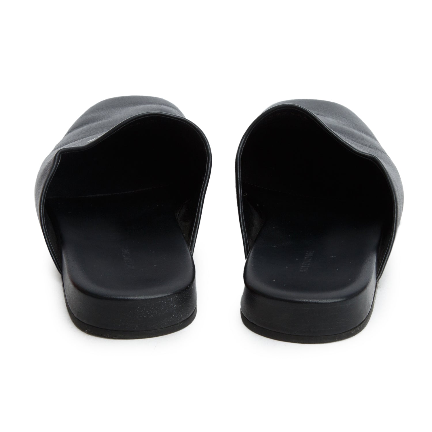 Balenciaga Black Calfskin Leather Mules, Women's Size 38 w/ Box