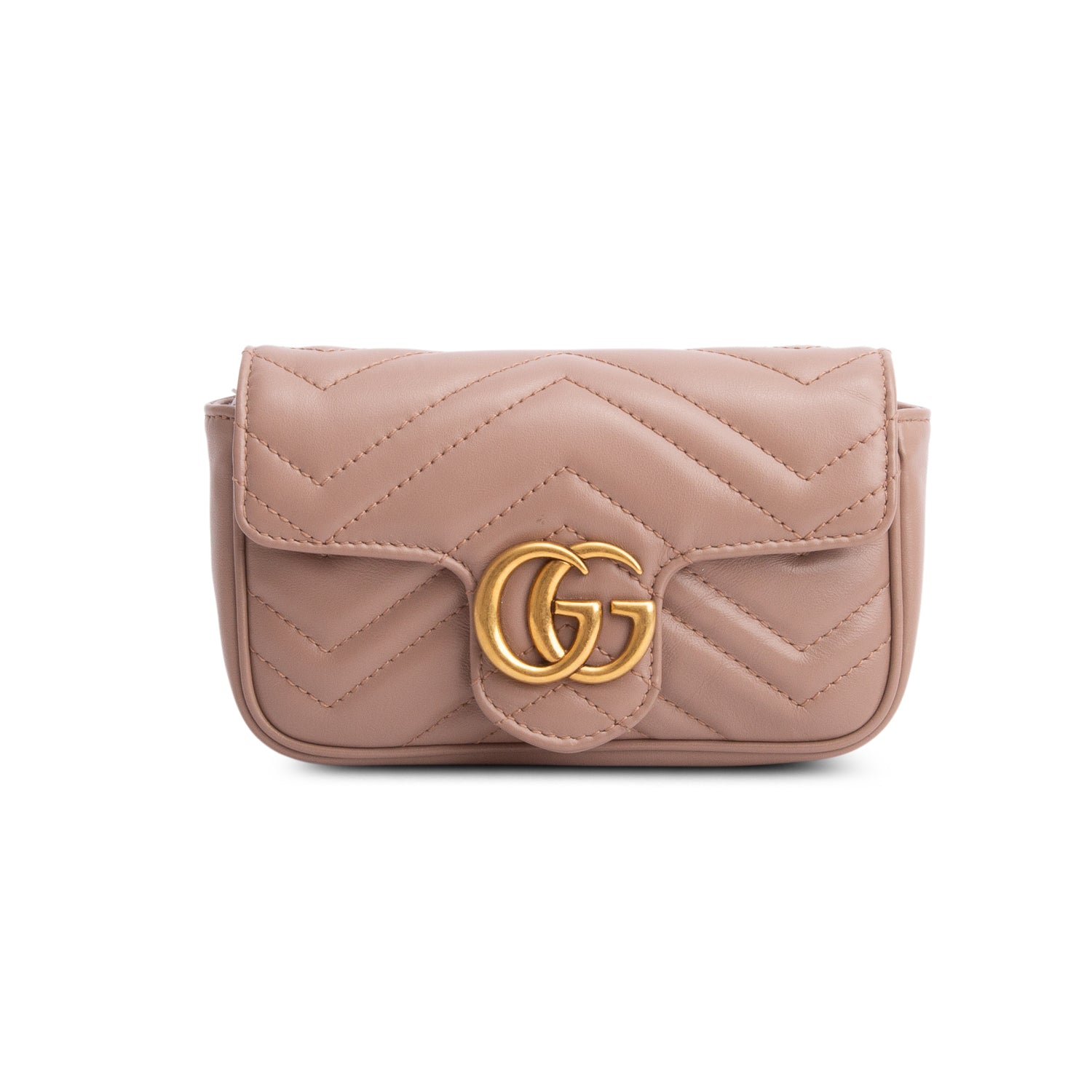 Gucci Pink GG Marmont Matelasse Leather Super Mini Bag