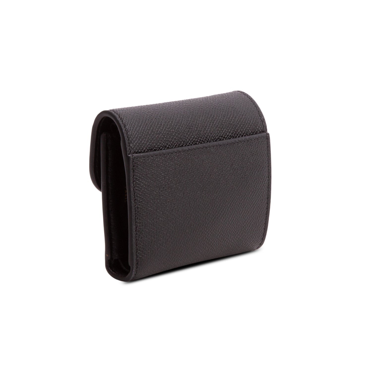 Christian Dior 2022 Black Grained Leather Saddle Lotus Wallet