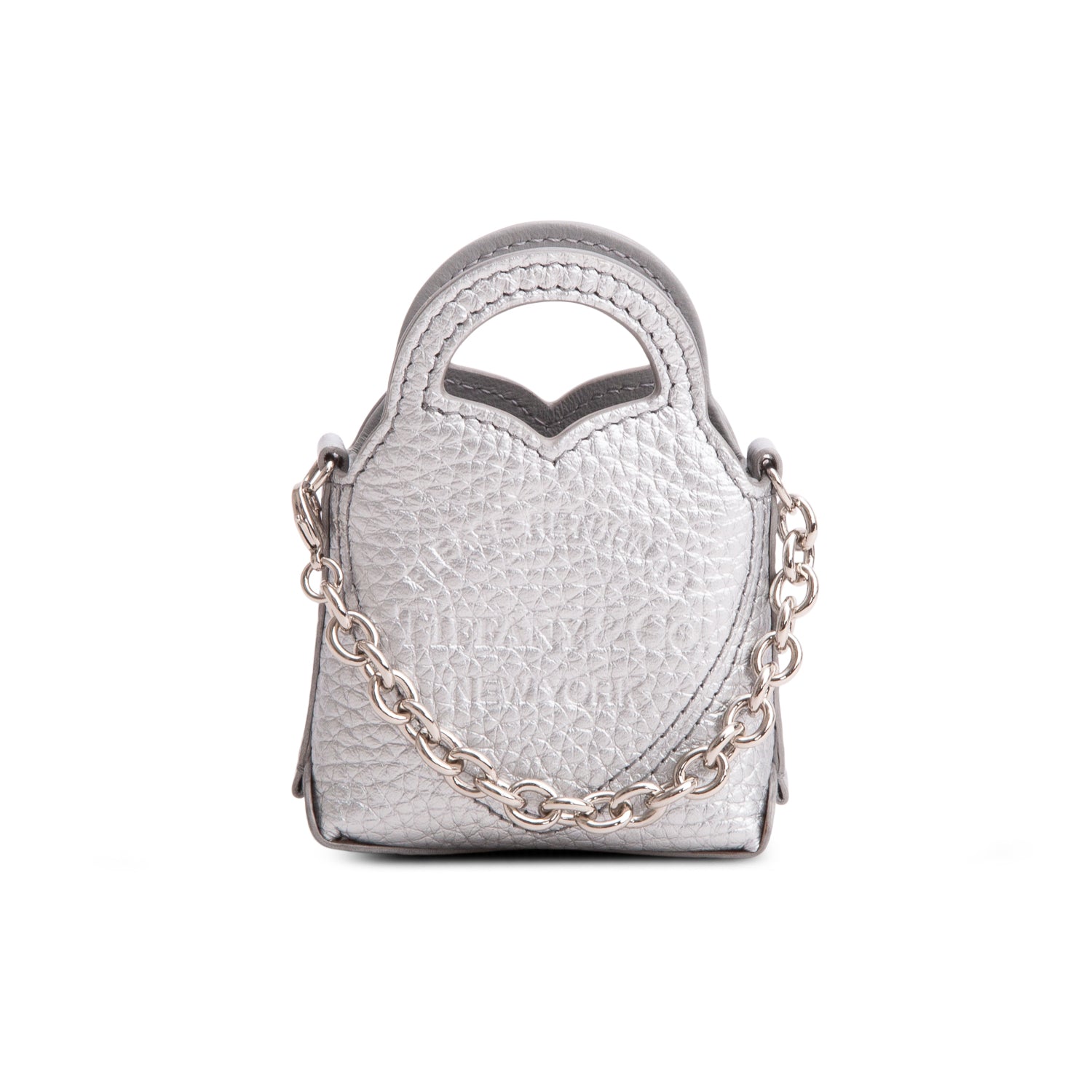 Tiffany & Co. Silver Leather Mini Charm Tote Bag
