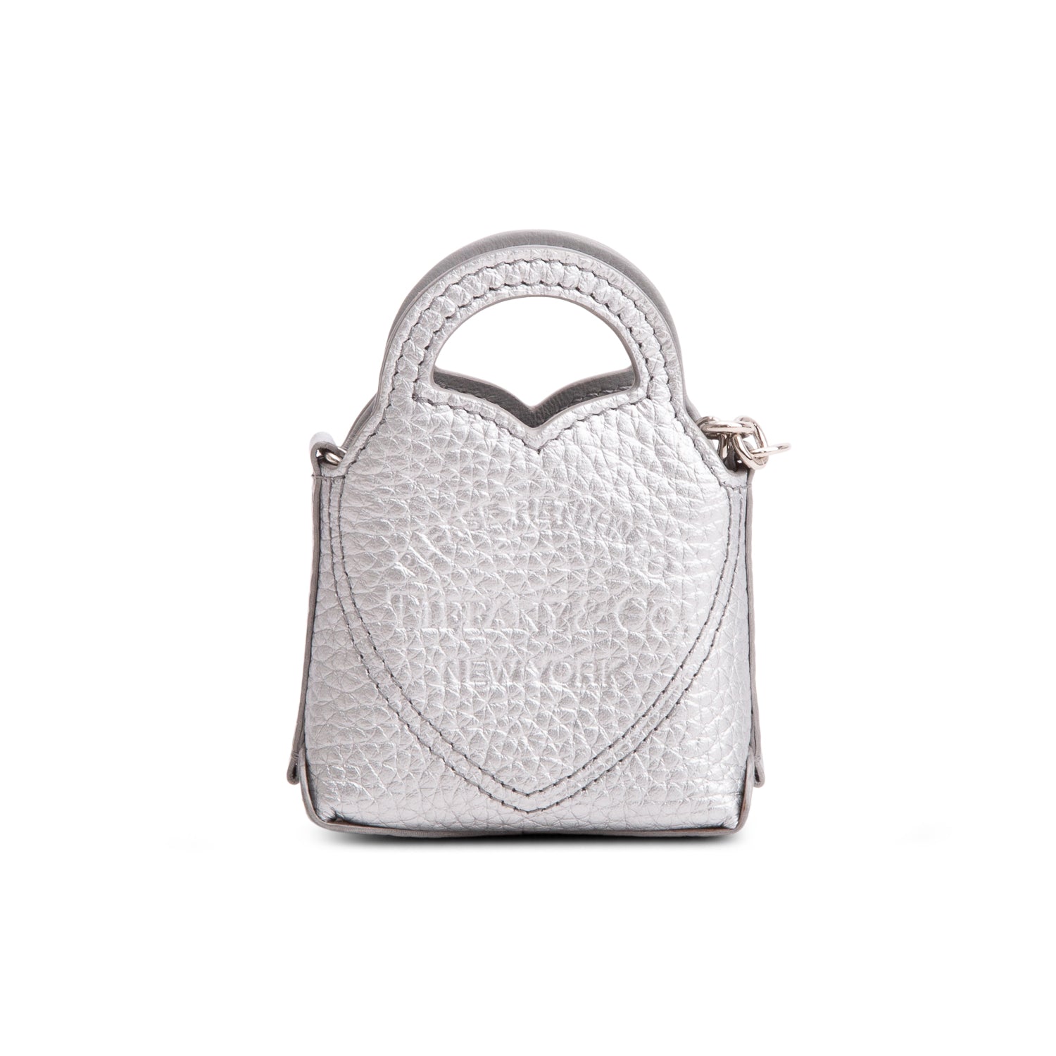 Tiffany & Co. Silver Leather Mini Charm Tote Bag