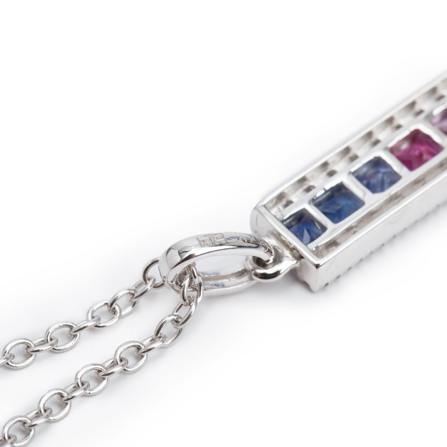 Effy 14k White Gold Multi Color Sapphire & Diamond Pendant Necklace