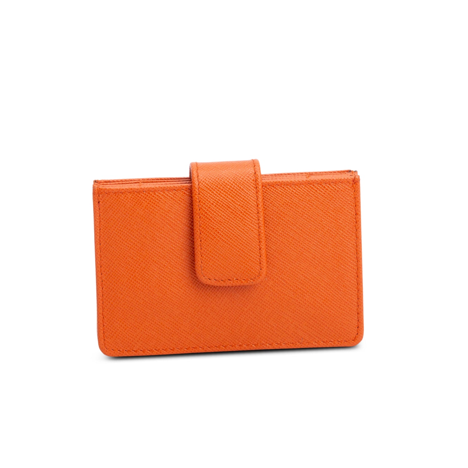 Prada Orange Saffiano Leather Accordion Card Holder w/ Box & Authenticity Card