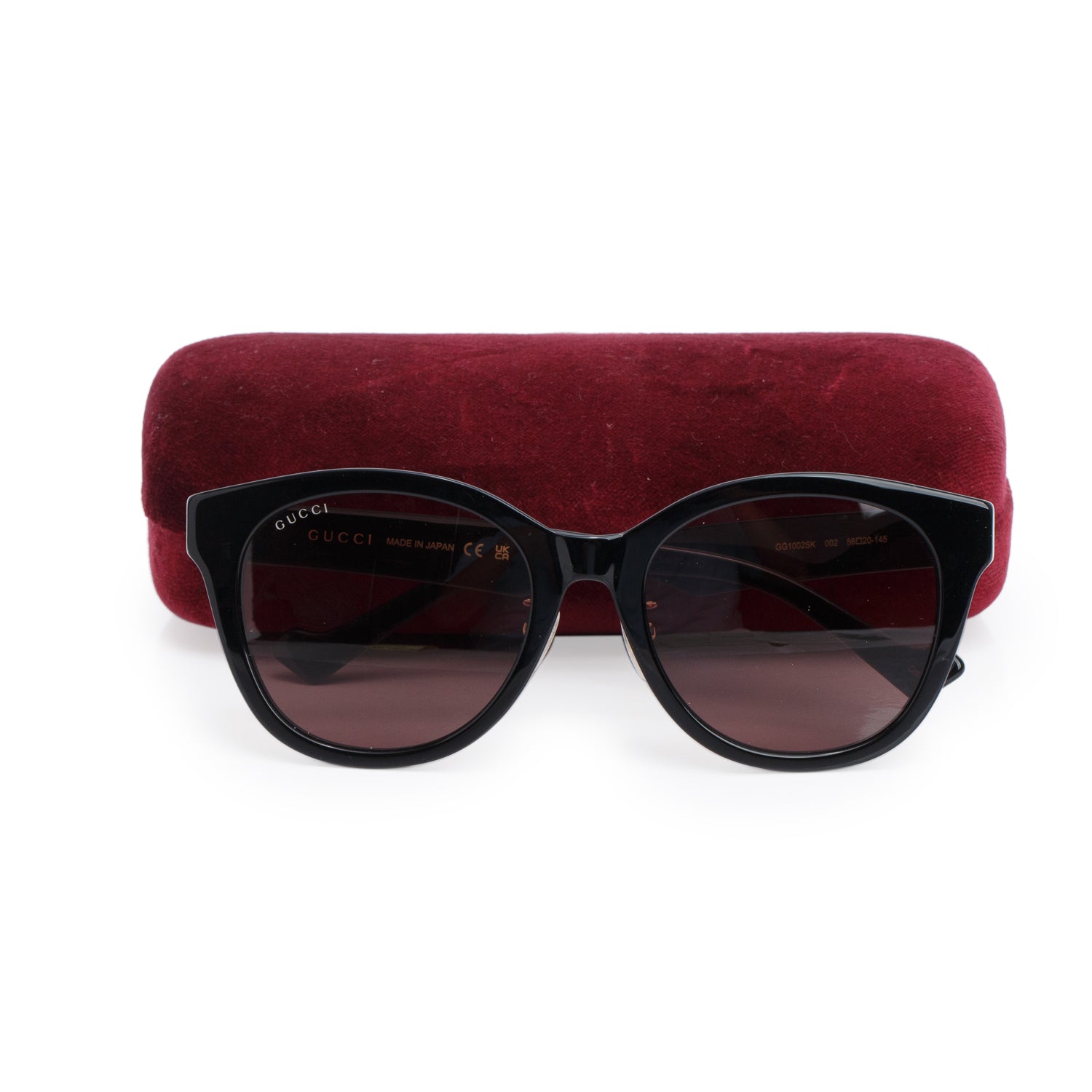 Gucci GG1002SK Black Acetate GG Round Sunglasses w/ Case
