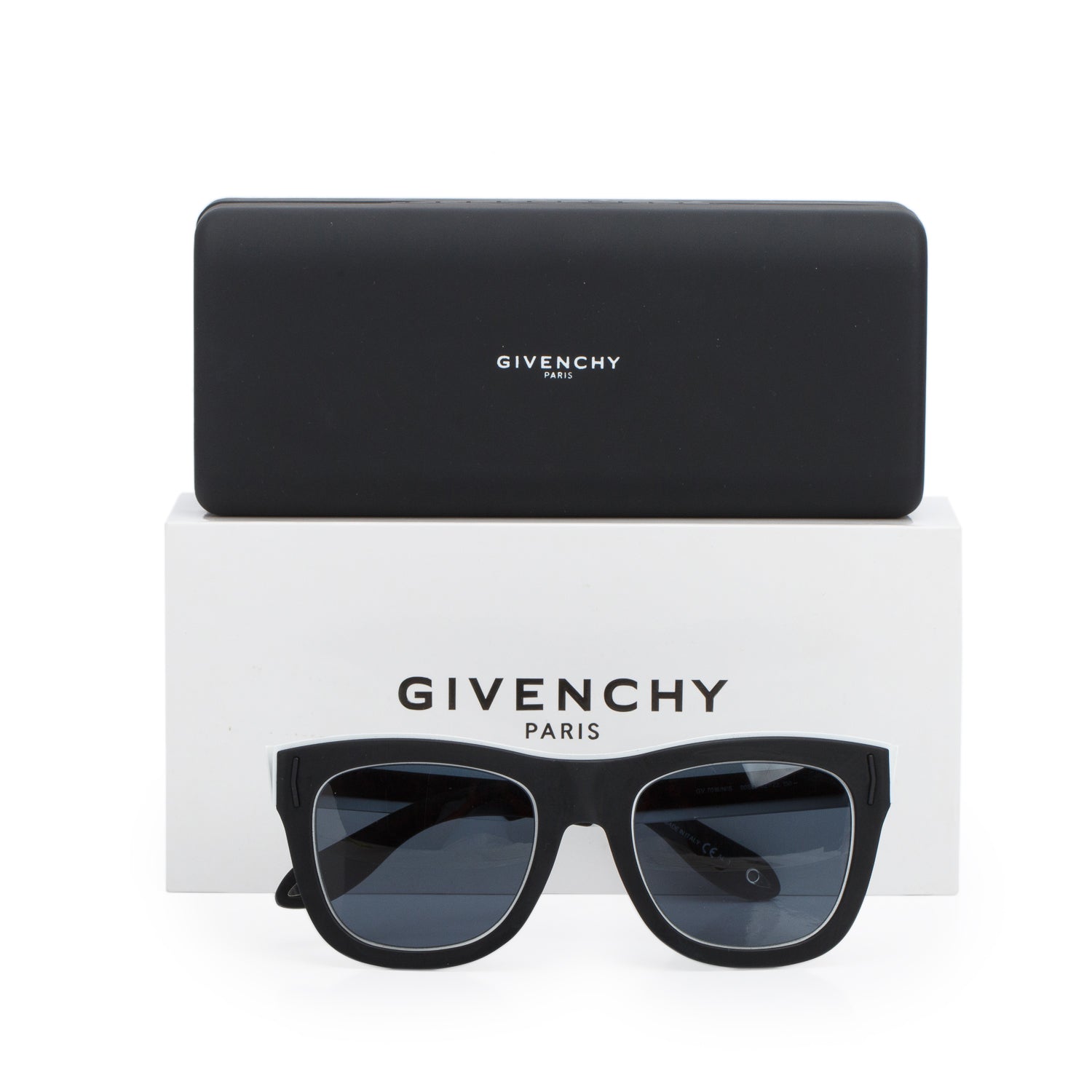 Givenchy GV7016/N/S Black White Logo Square Sunglasses w/ Box & Case