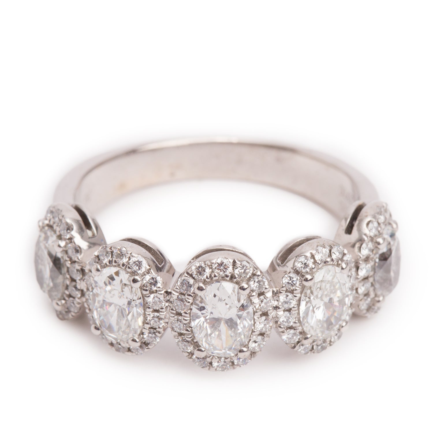 18k White Gold Diamond Cocktail Ring, Size 8.5