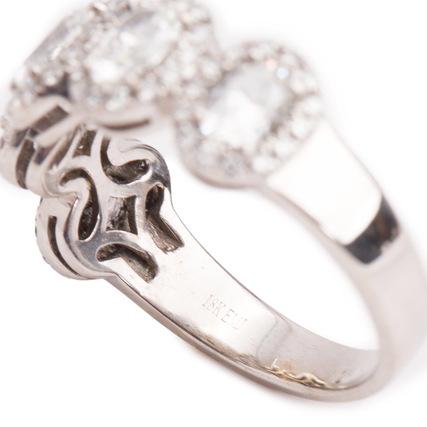 18k White Gold Diamond Cocktail Ring, Size 8.5