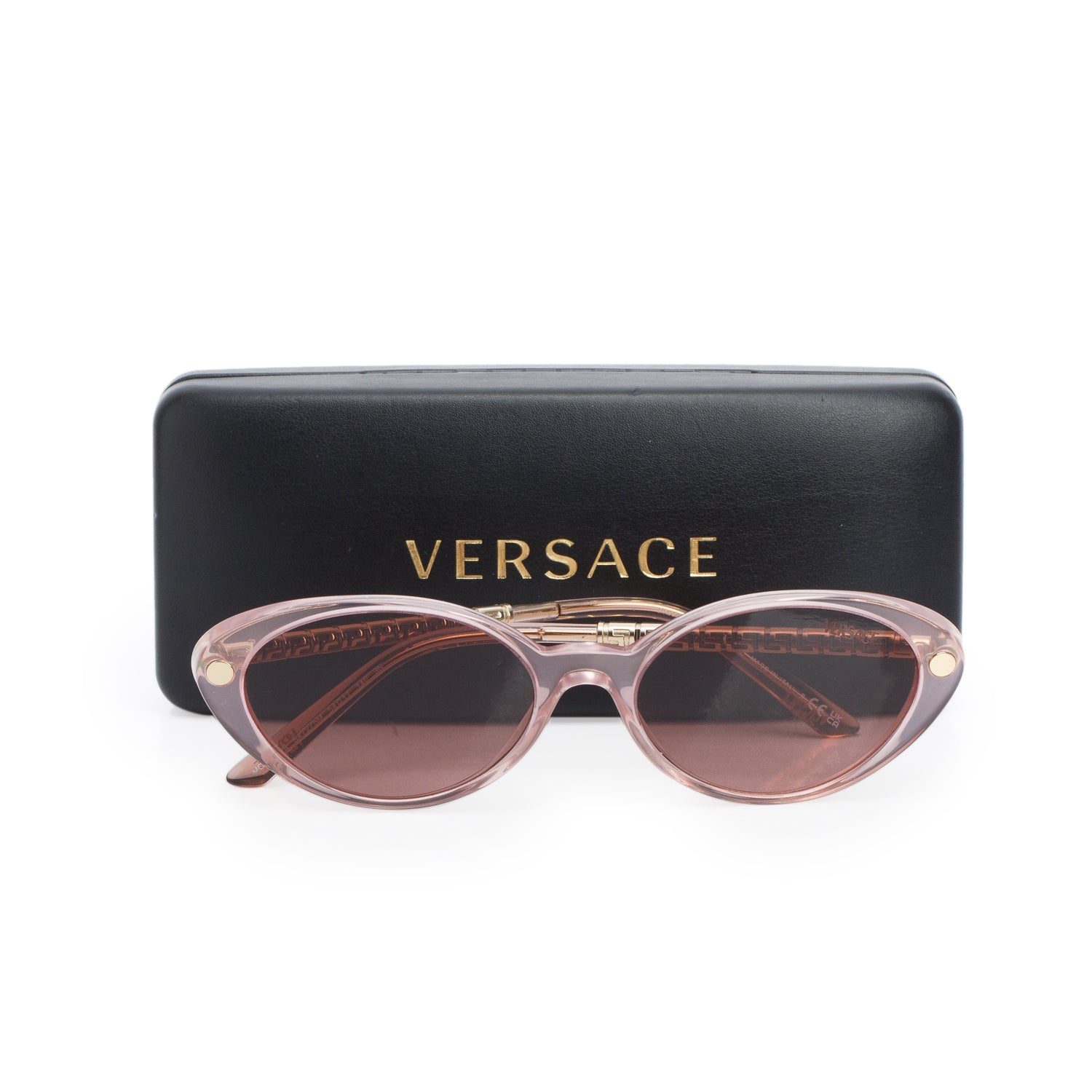 Versace VE4469 Pink Transparent Acetate Oval Sunglasses w/ Case