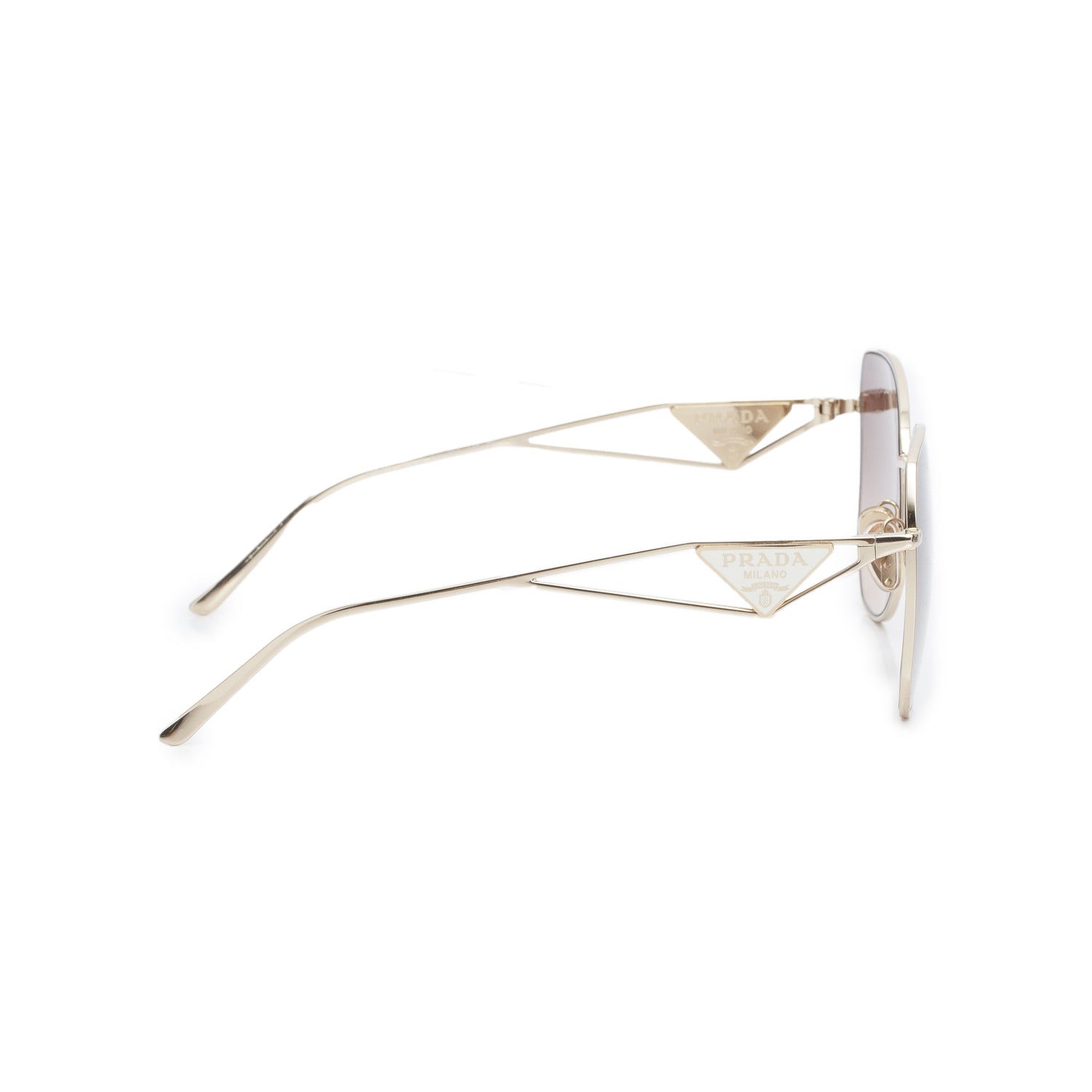 Prada SPR 57Y Gold Metal Triangle Enamel Square Sunglasses w/ Case