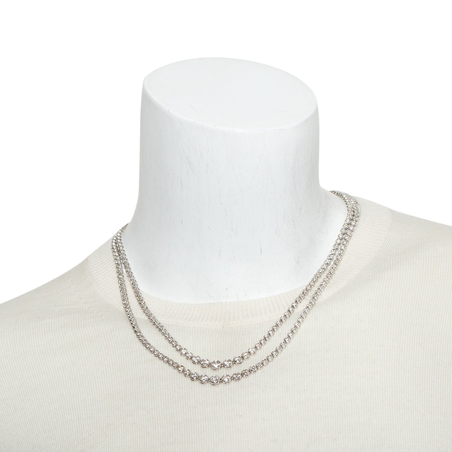 18k White Gold 13.44 tcw. Diamond Two-Row Necklace