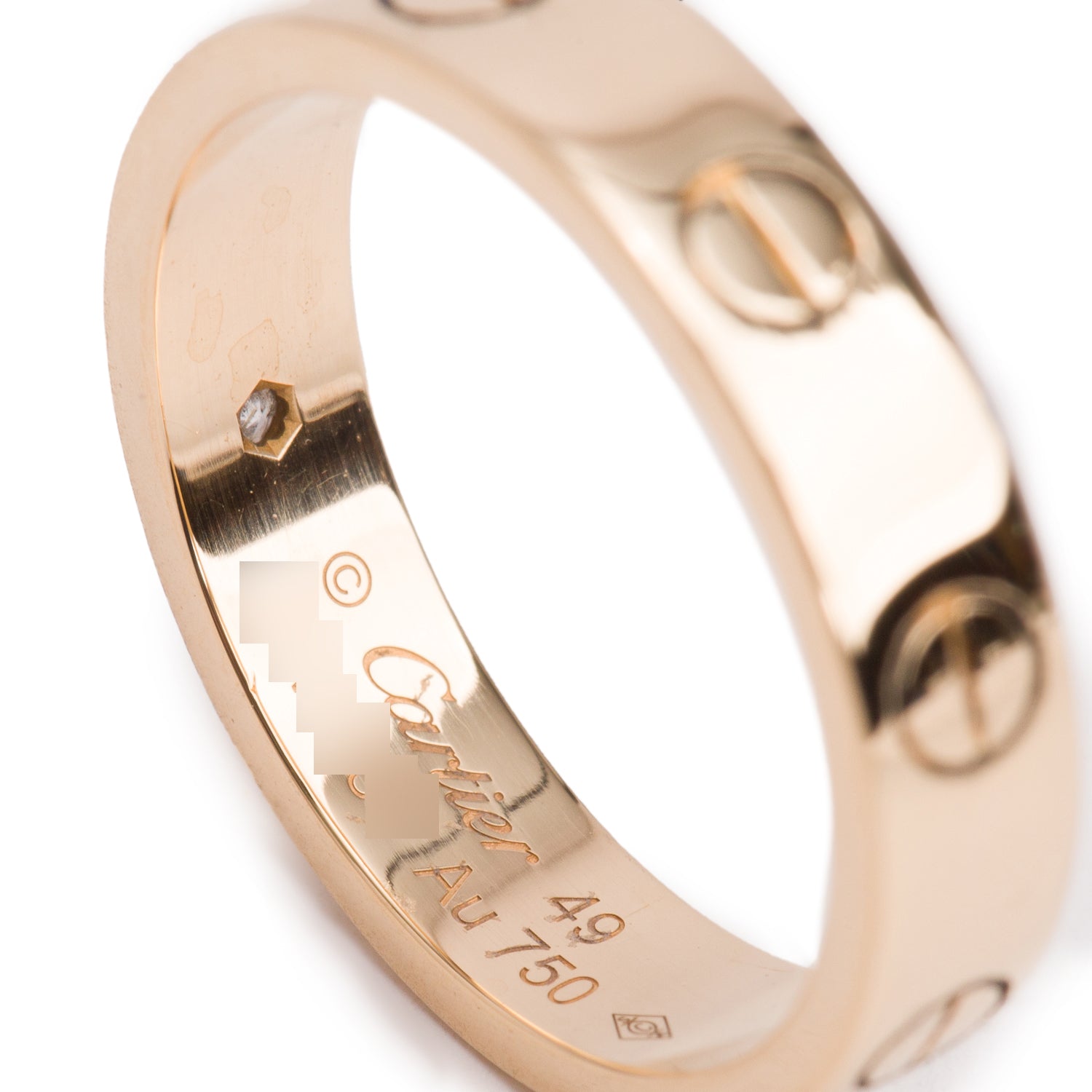 Cartier 2021 18k Yellow Gold 1 Diamond 4 MM Love Wedding Band Ring, Size 49 5 w/ Receipt