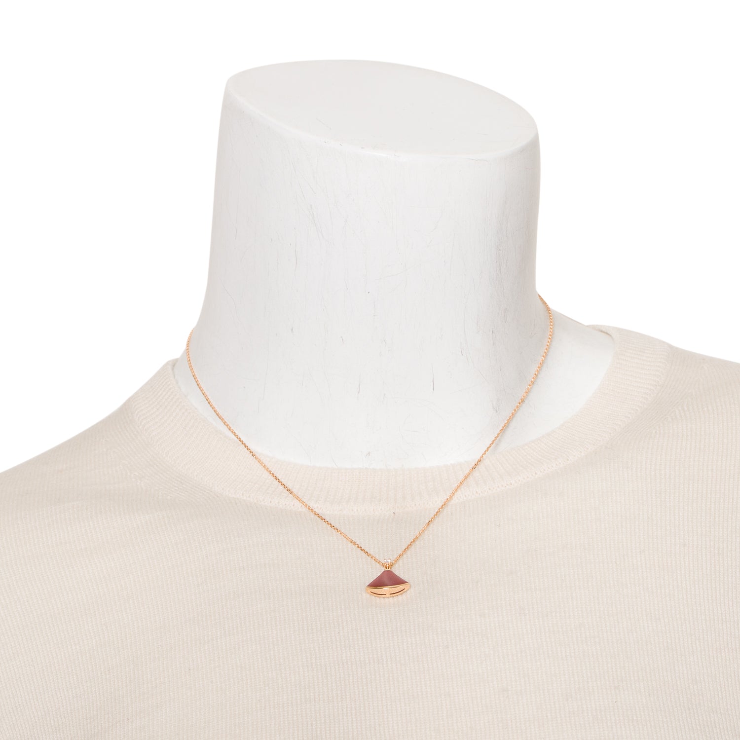 BVLGARI 2023 18k Rose Gold Carnelian & Diamond Diva's Dream Pendant Necklace w/ Box, Receipt & Certificate